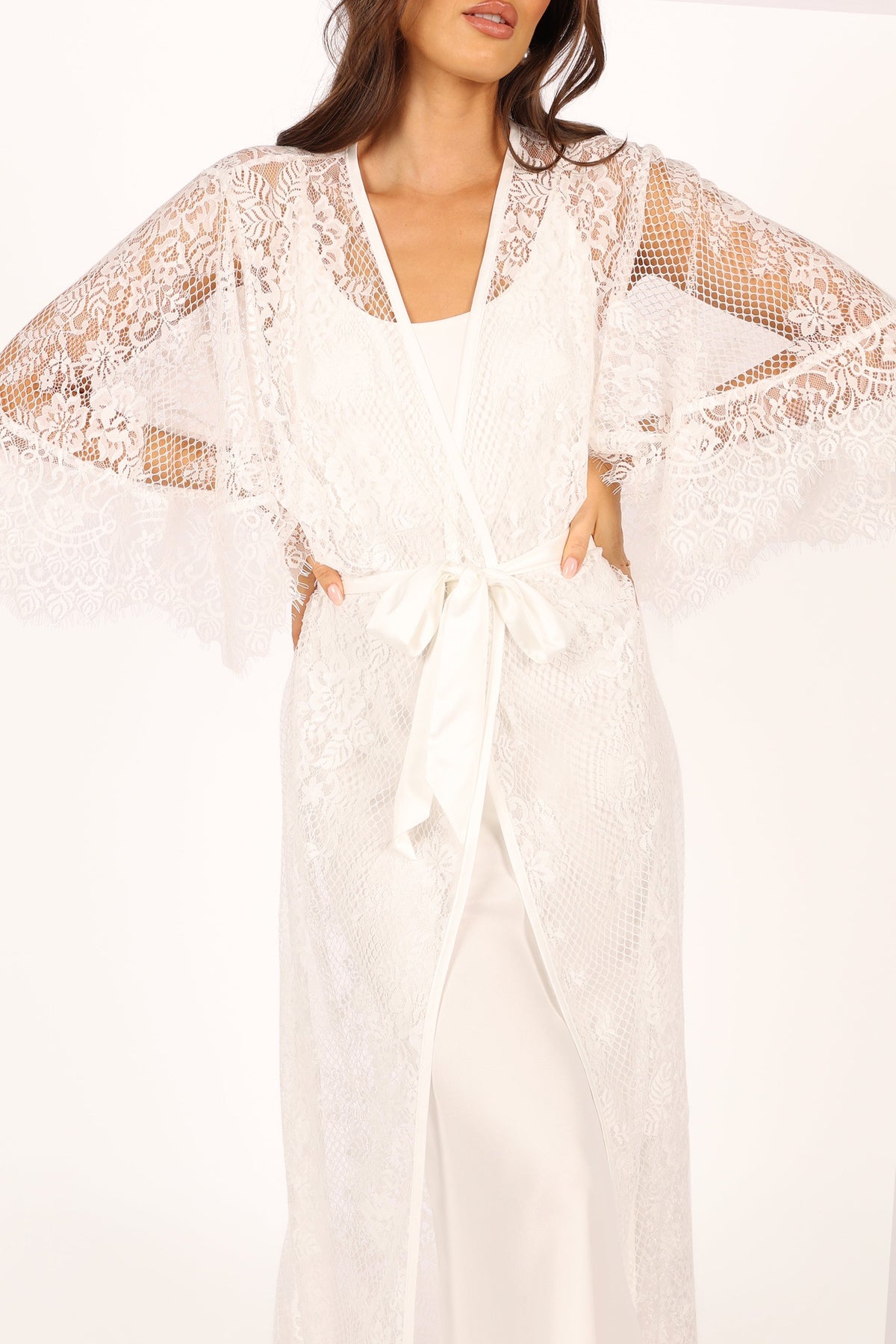 Nephele Lace Bridal Robe in Ivory – view 1 of 11