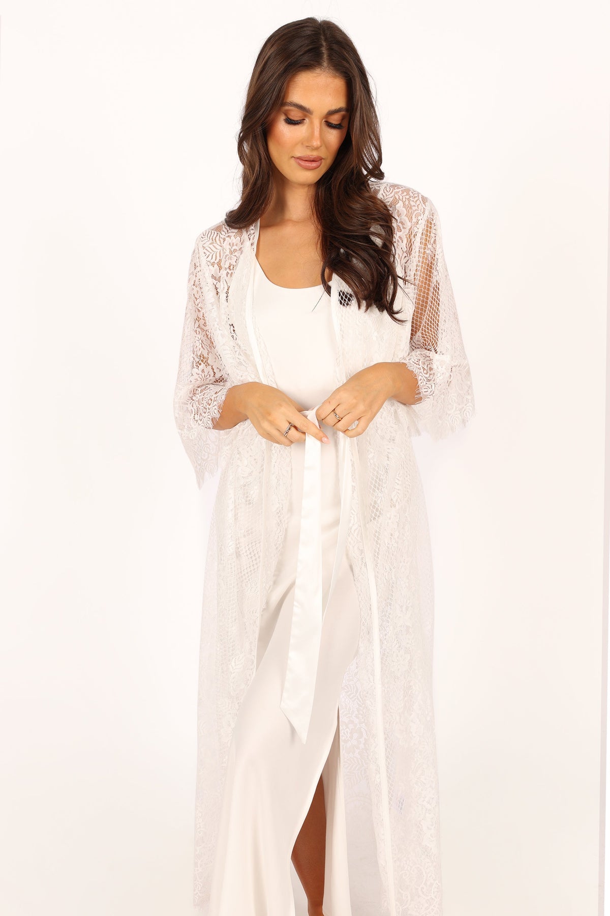 Nephele Lace Bridal Robe in Ivory – view 4 of 11