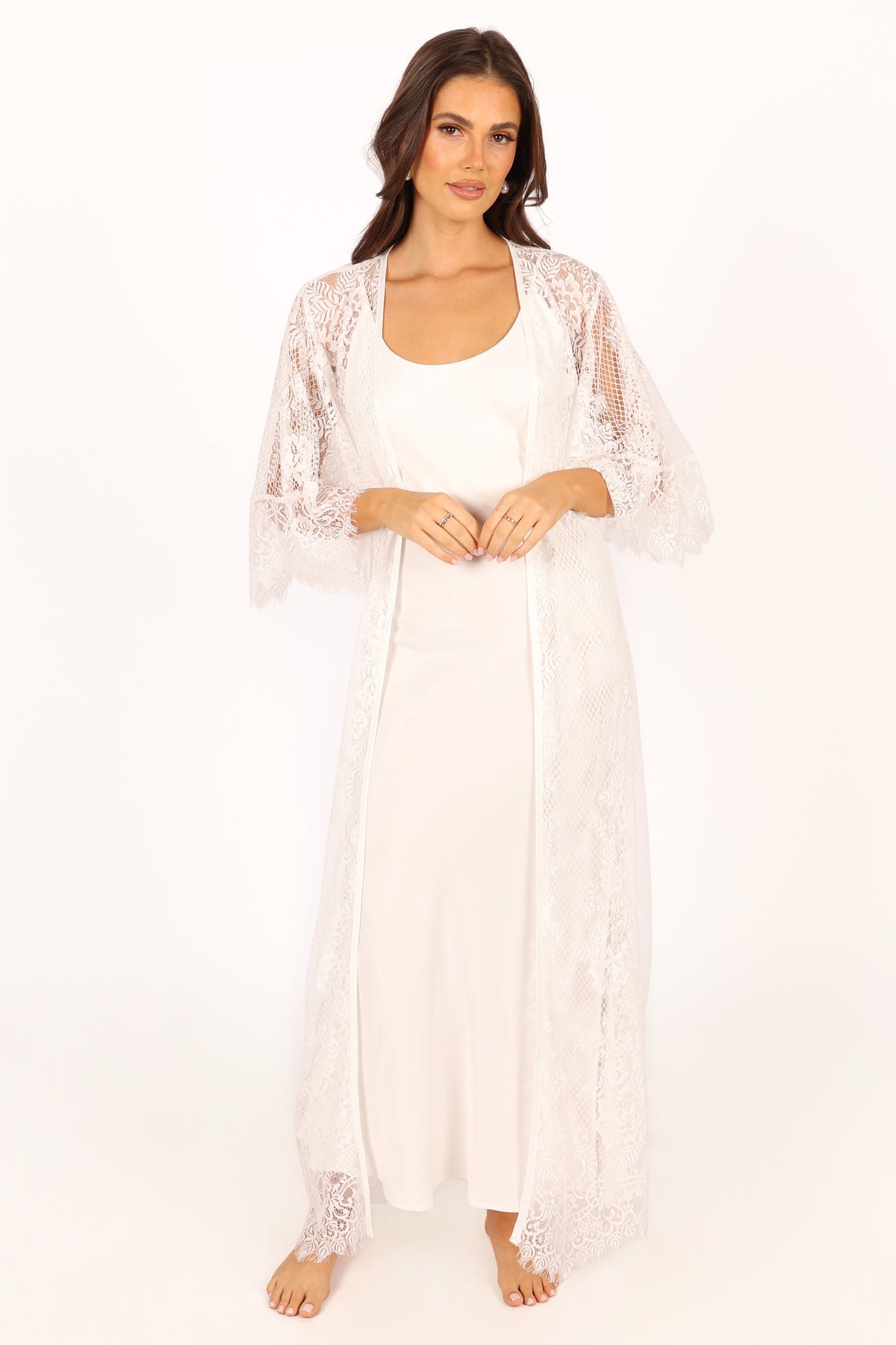 Nephele Lace Bridal Robe in Ivory – view 5 of 11