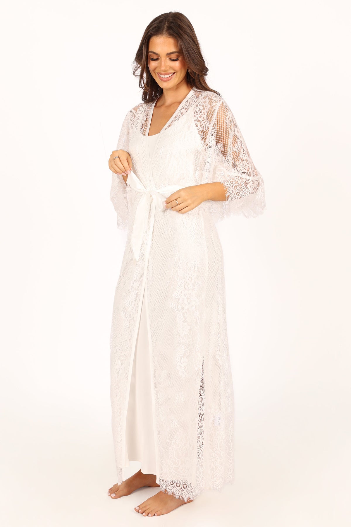 Nephele Lace Bridal Robe in Ivory – view 7 of 11