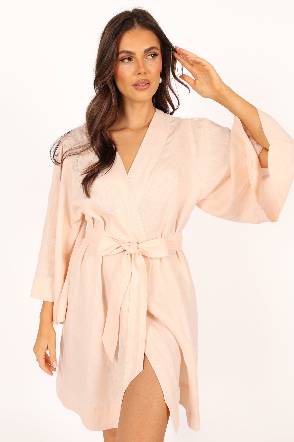 Nuala Linen Robe in Blush – view 1 of 10
