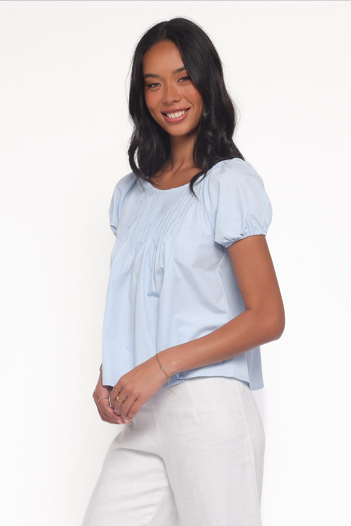 Abbot Pleated Top in Blue – view 4 of 8