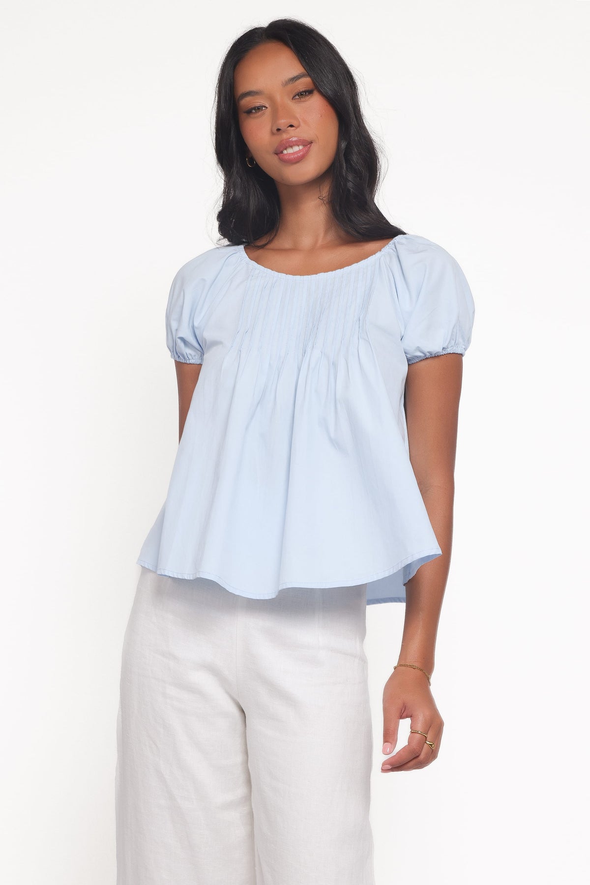 Abbot Pleated Top in Blue – view 2 of 8