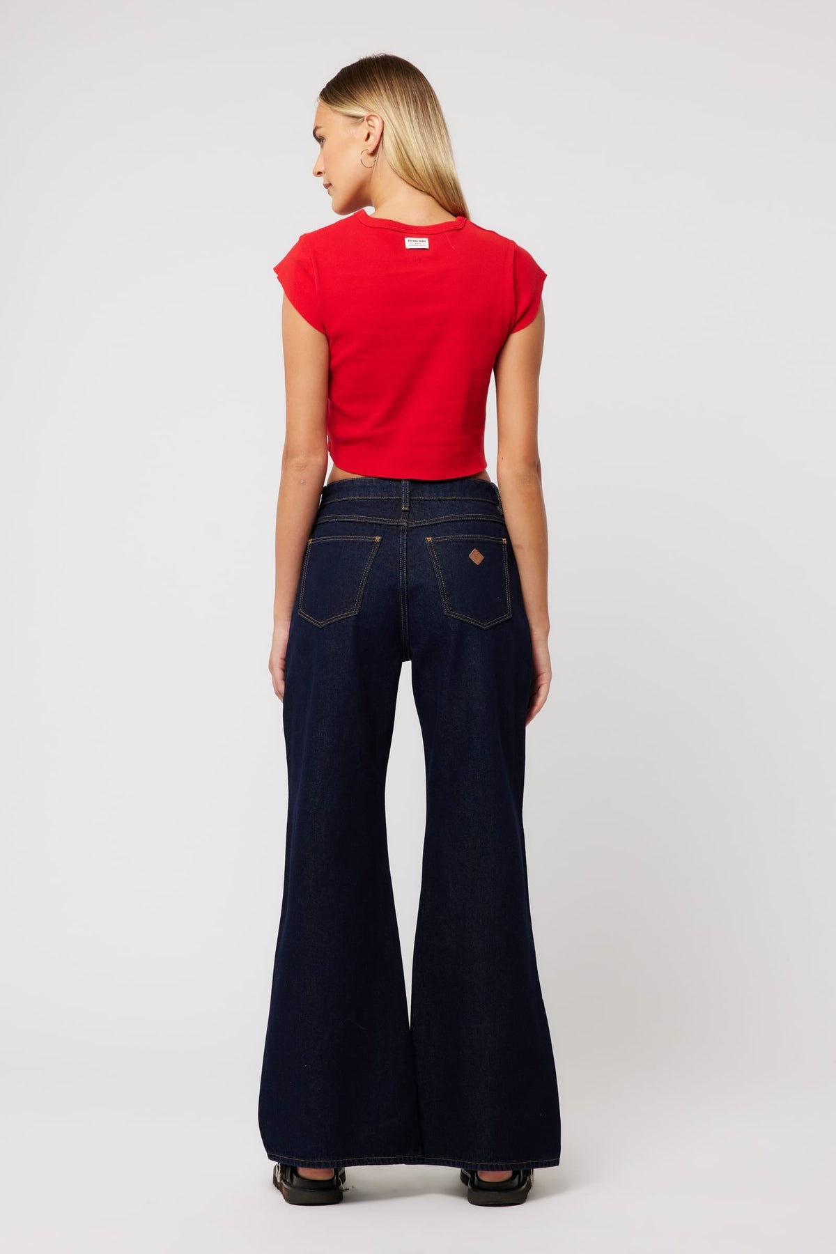 Abrand 90s Rib Cut Off Tee in Red – view 4 of 4
