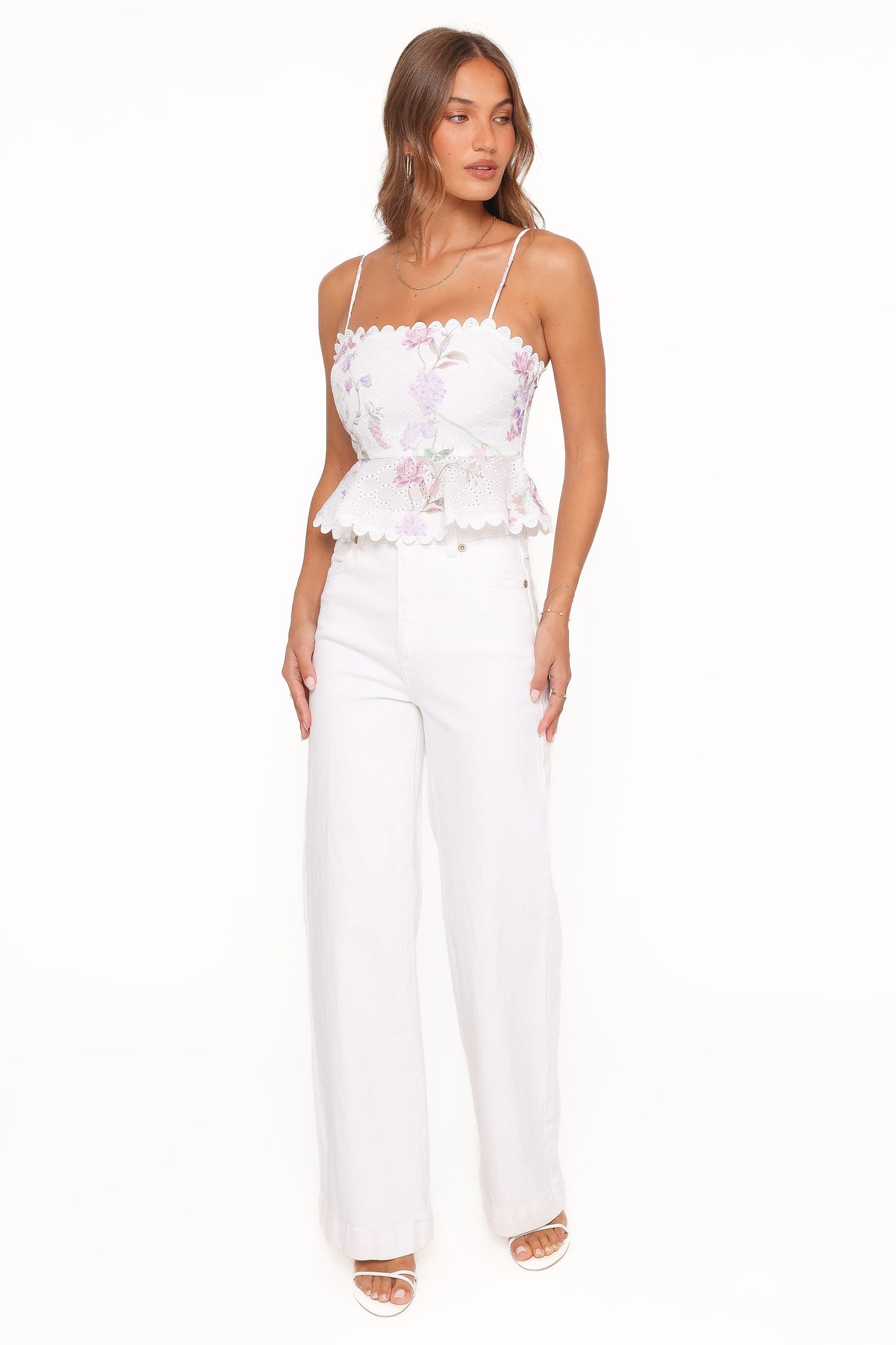 Adams Peplum Top in Purple Floral – view 2 of 7