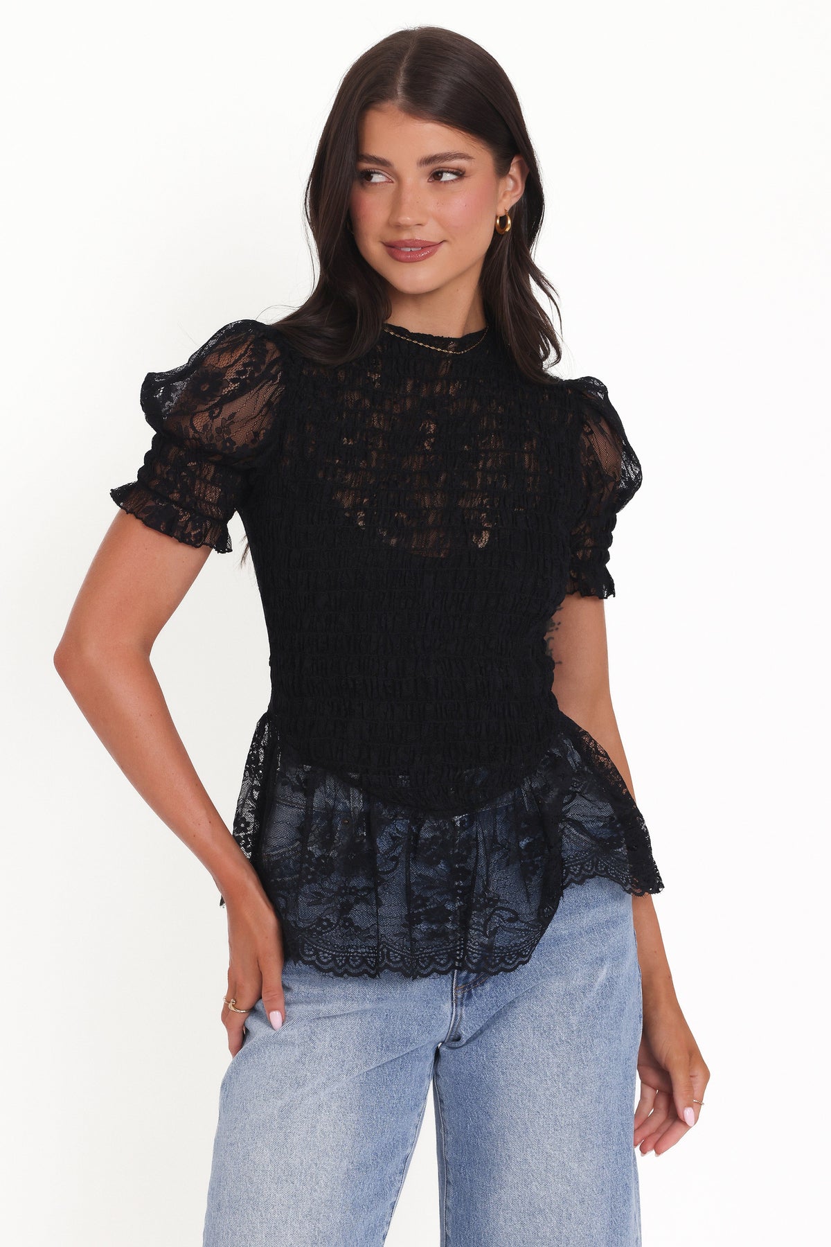 Adeline Peplum Top in Black – view 6 of 7