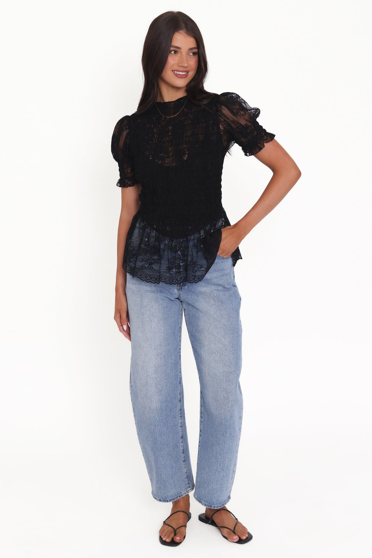 Adeline Peplum Top in Black – view 2 of 7