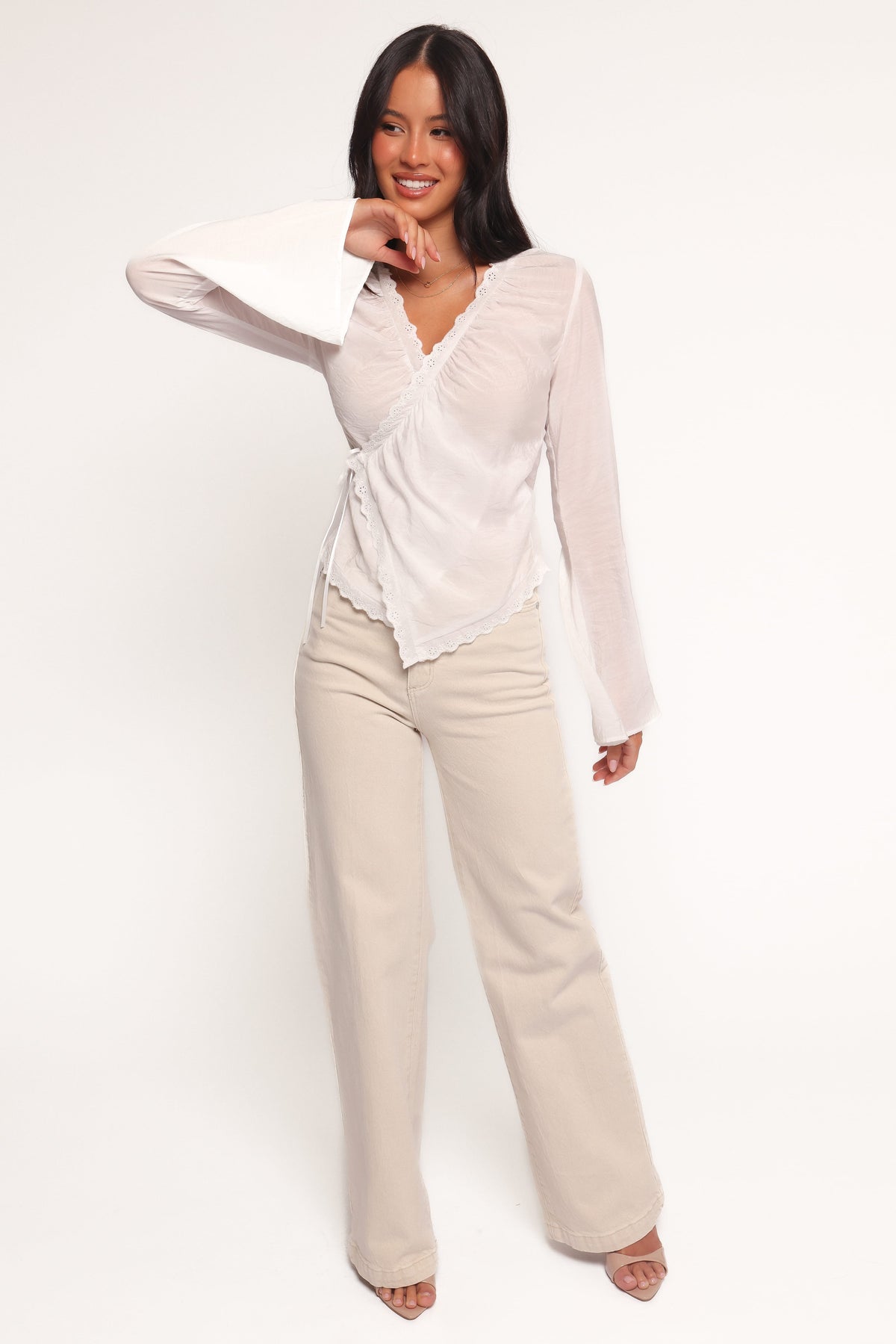 Adira Wrap Blouse in White – view 3 of 9