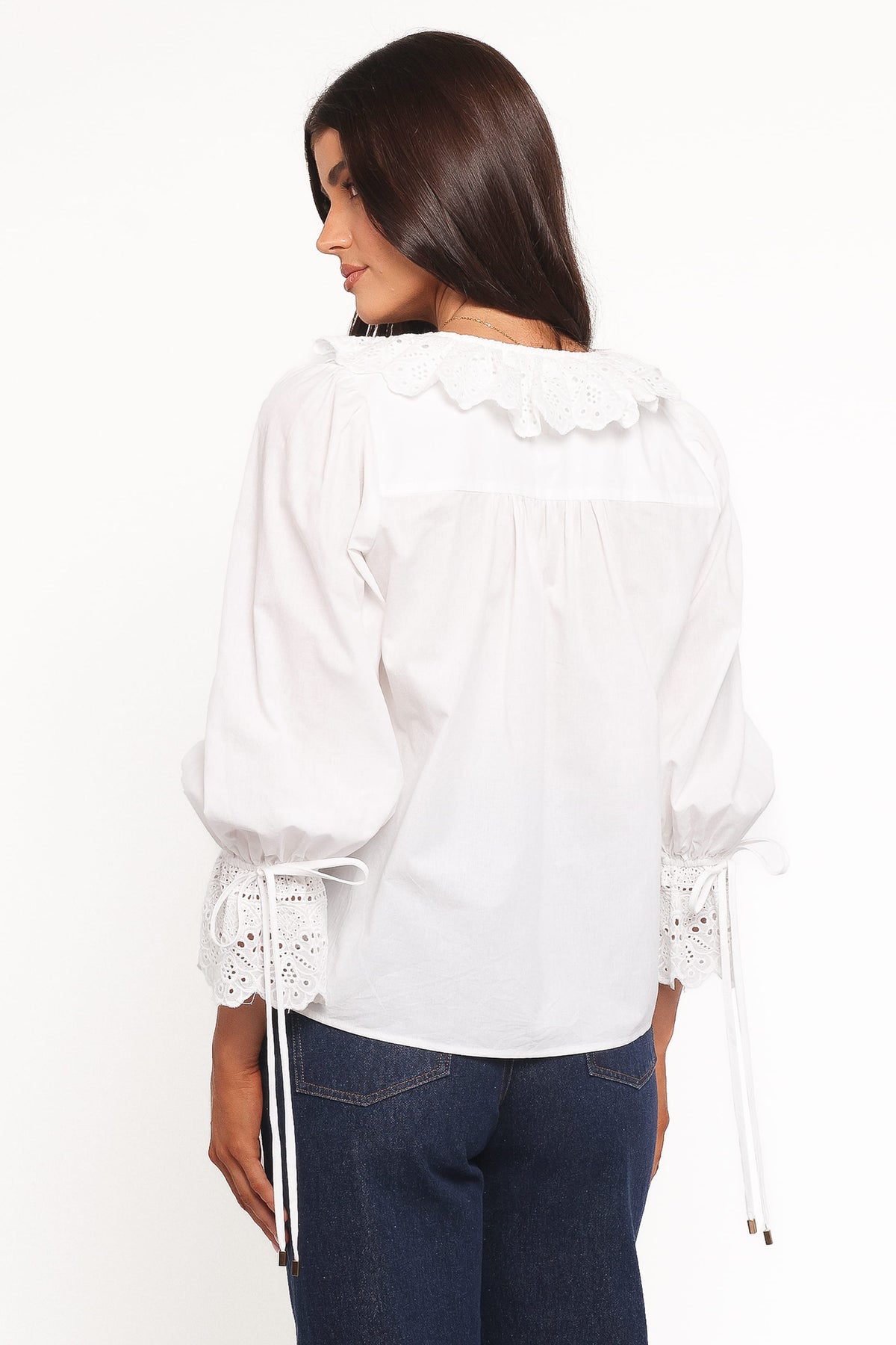 Aelwen Ruffle Blouse in White Embroidery – view 5 of 6
