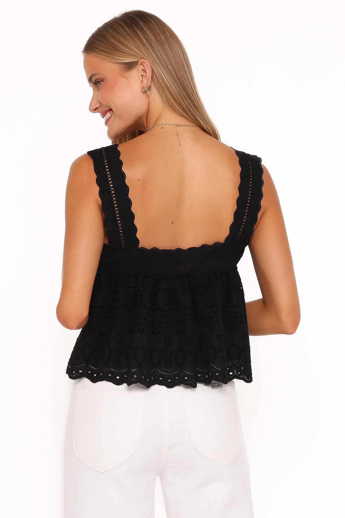 Aideen Eyelet Top in Black – view 4 of 6
