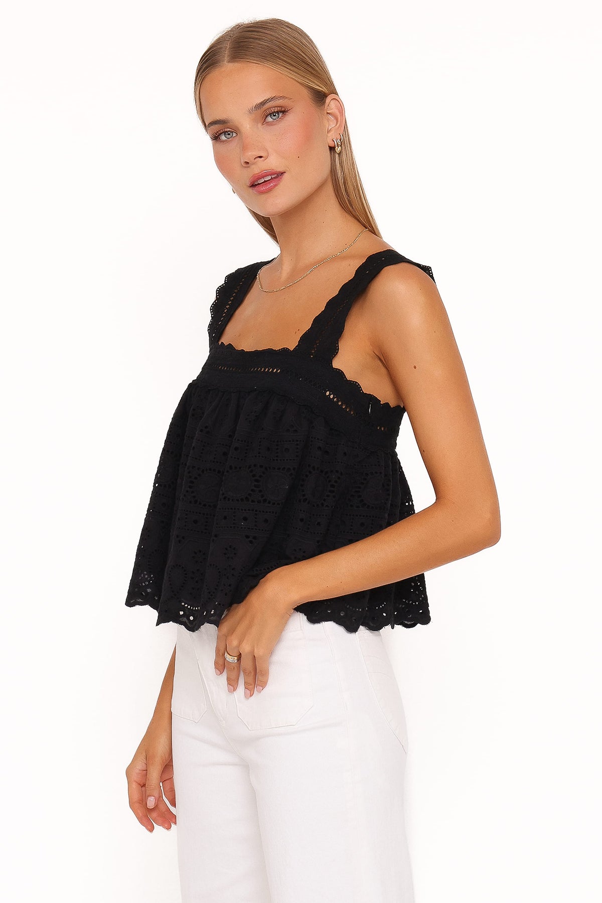 Aideen Eyelet Top in Black – view 3 of 6
