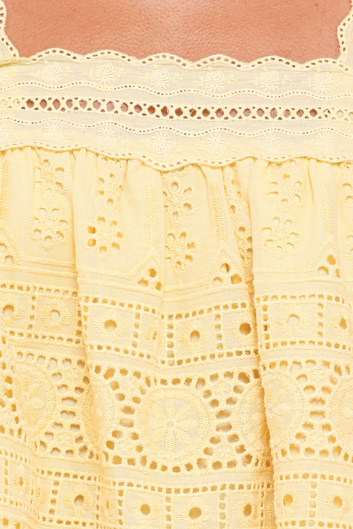 Aideen Eyelet Top in Pale Yellow – view 6 of 6
