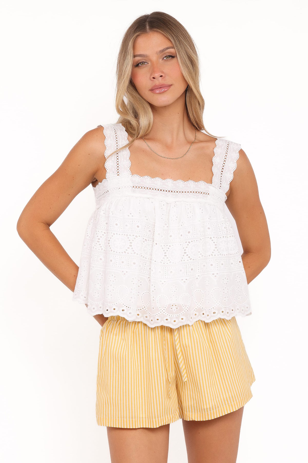 Aideen Eyelet Top in White – view 2 of 8