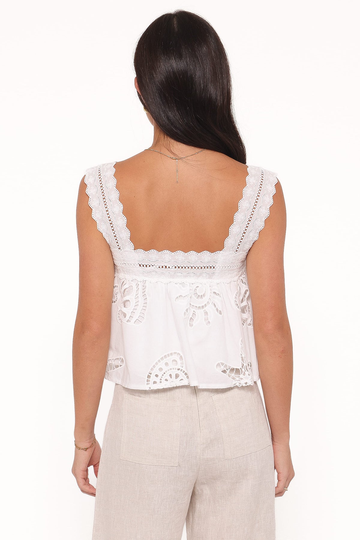 Aideen Eyelet Top in White Shell – view 4 of 6