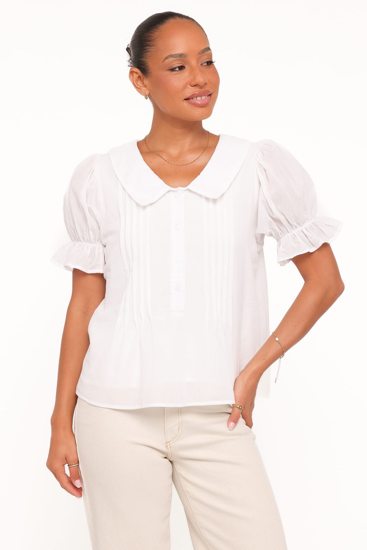 Aisling Pleat Top in White – view 1 of 6
