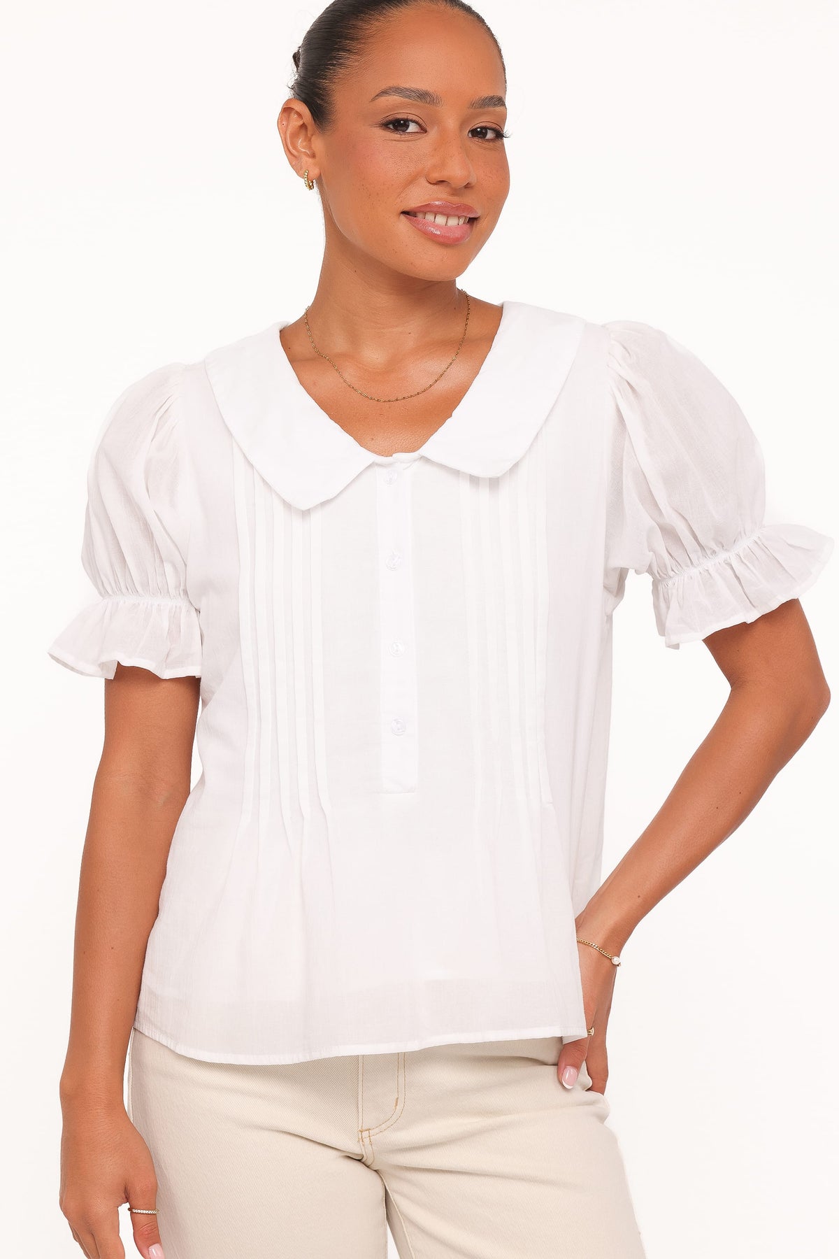 Aisling Pleat Top in White – view 2 of 6