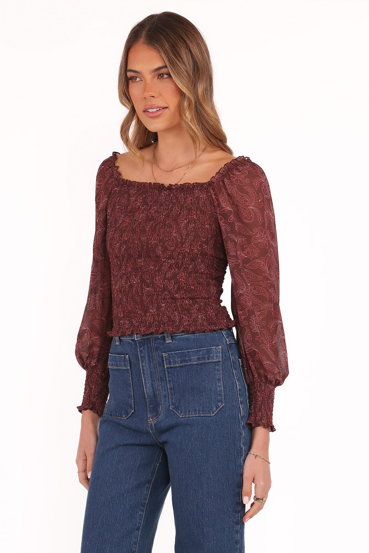 Alberta Top in Burgundy Paisley – view 4 of 6