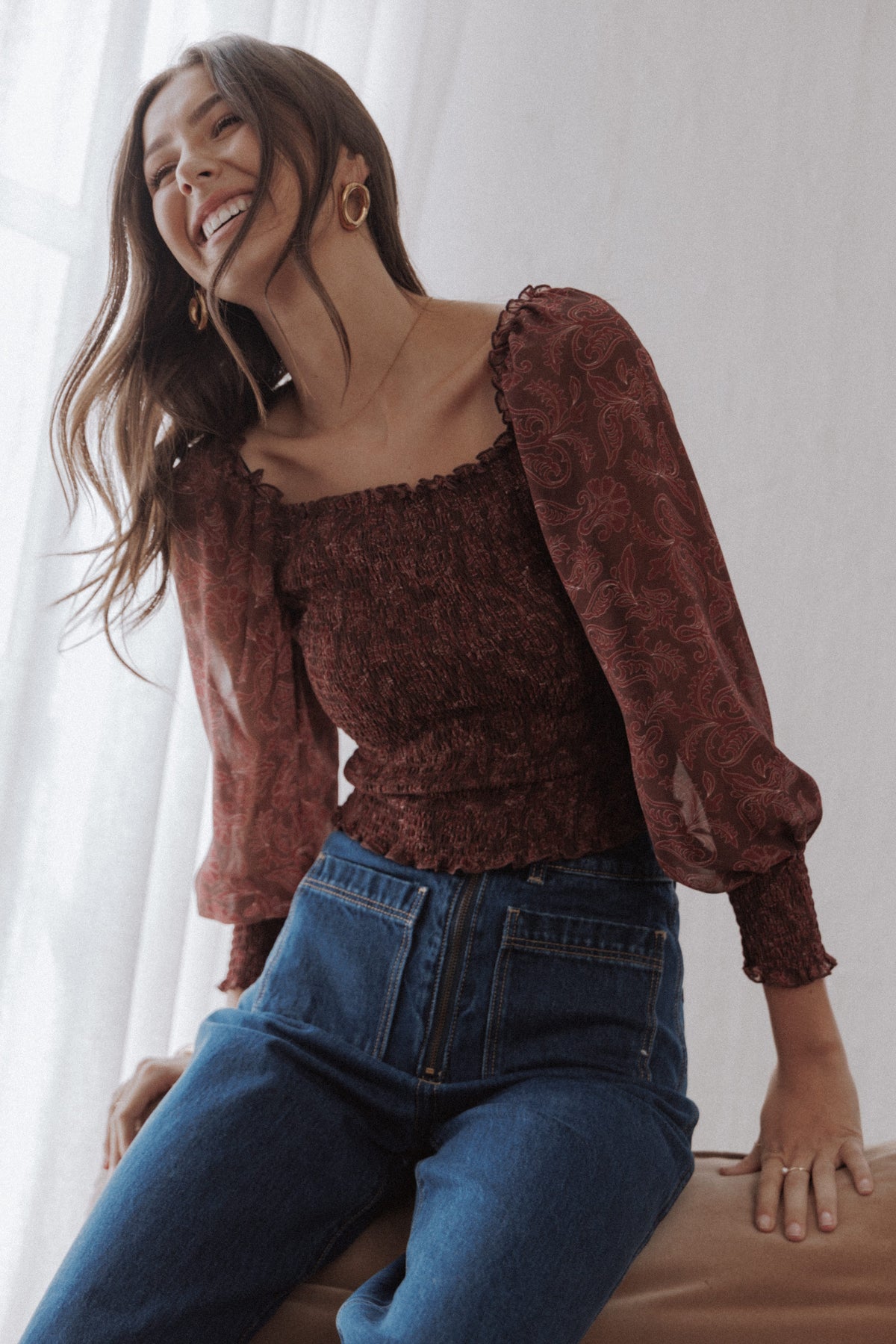 Alberta Top in Burgundy Paisley – view 1 of 6
