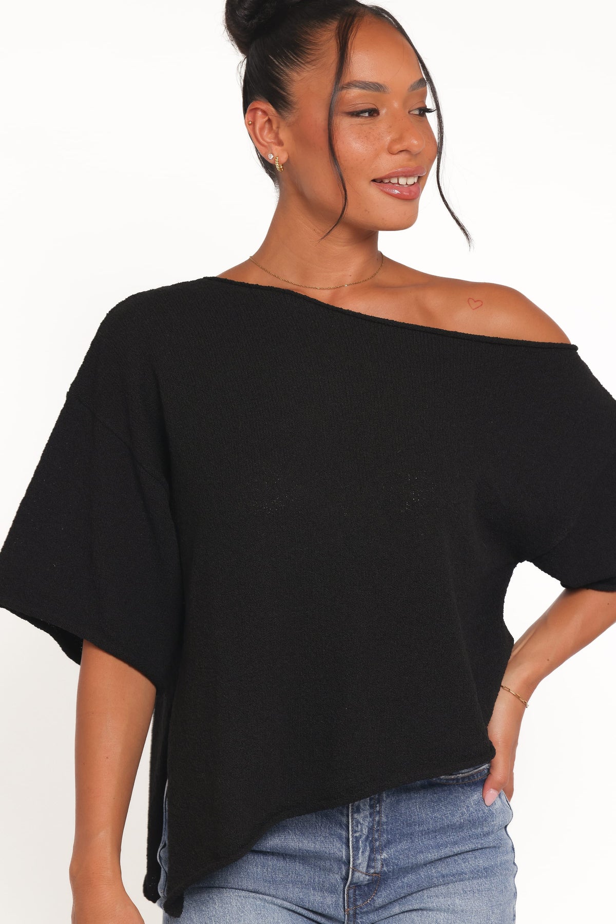 Ardena Boucle Knit Top in Black – view 2 of 6