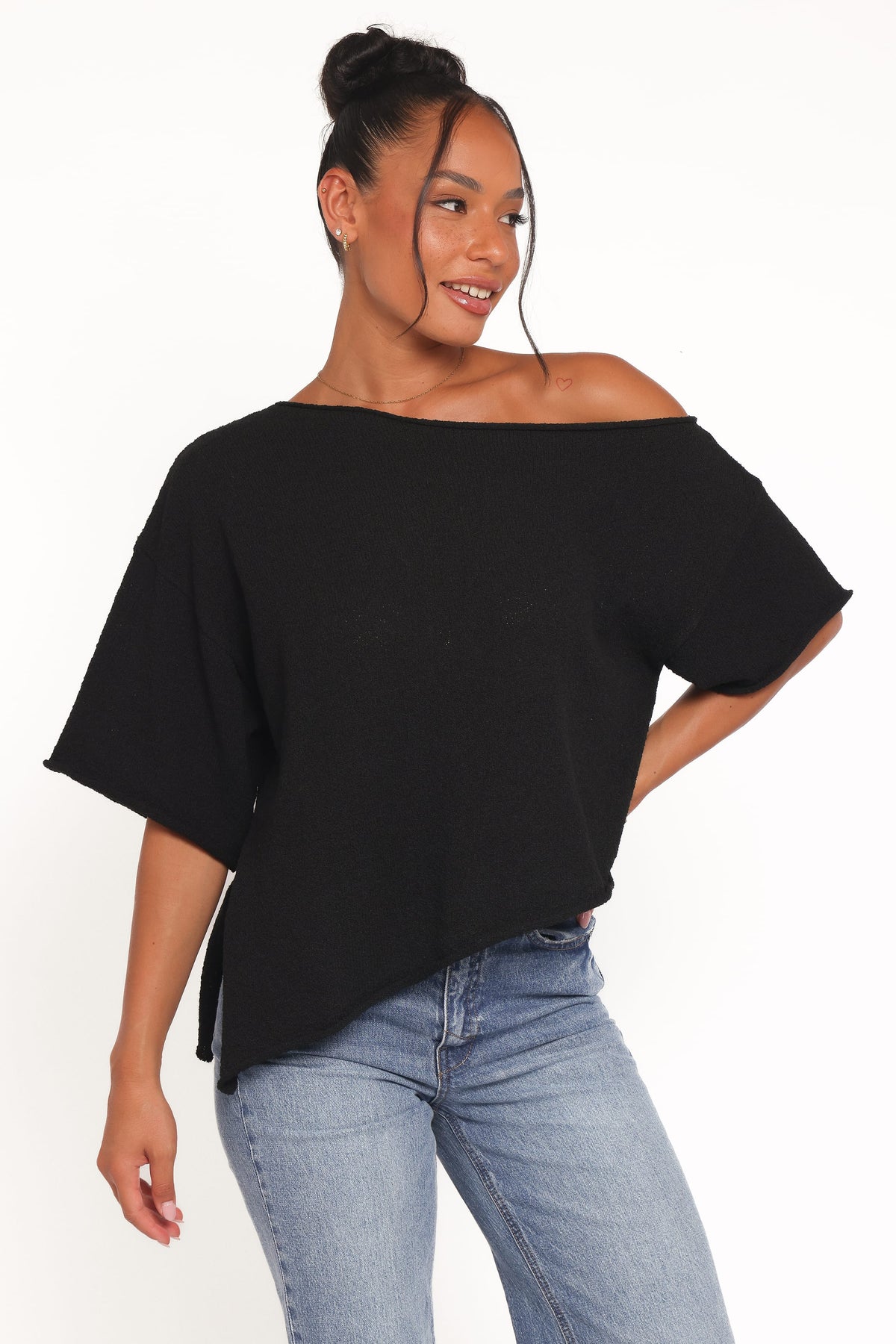 Ardena Boucle Knit Top in Black – view 5 of 6