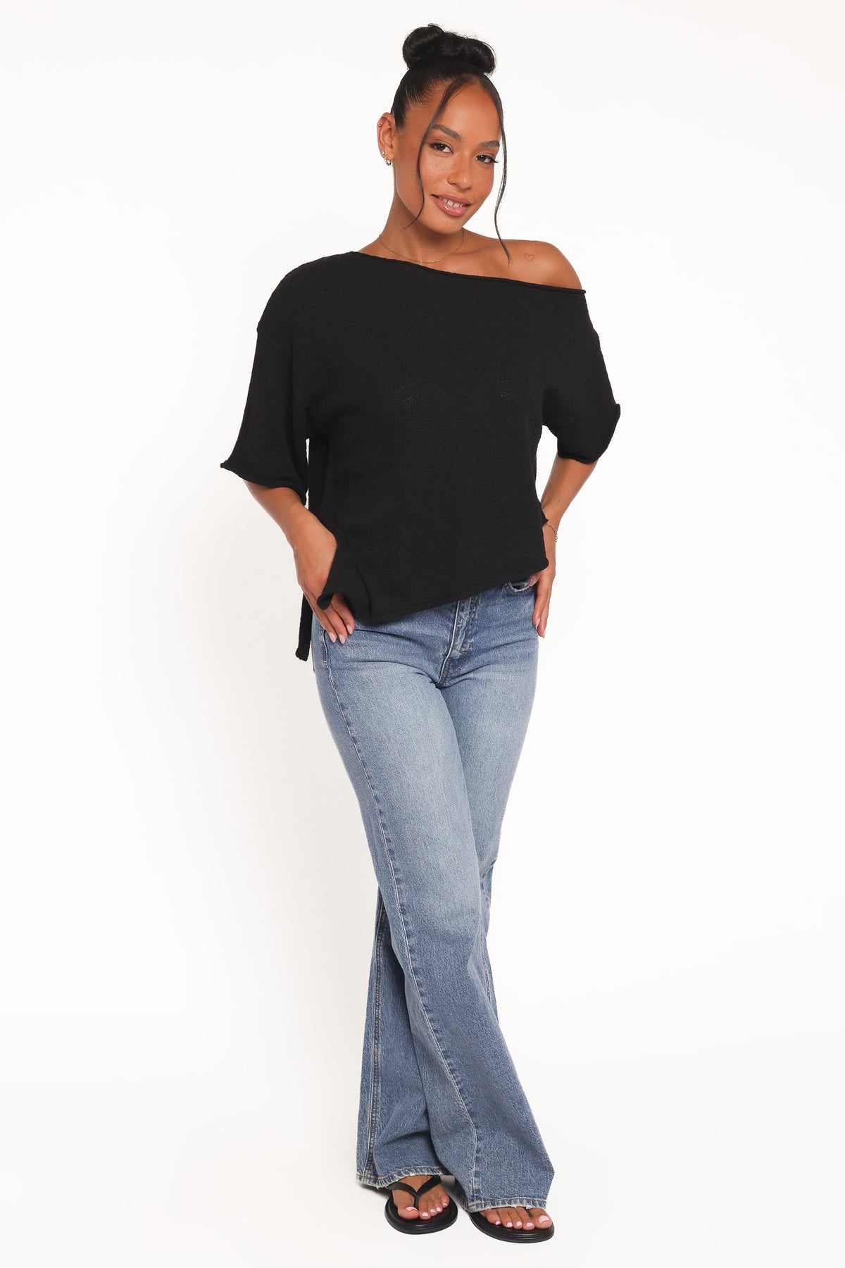 Ardena Boucle Knit Top in Black – view 1 of 6