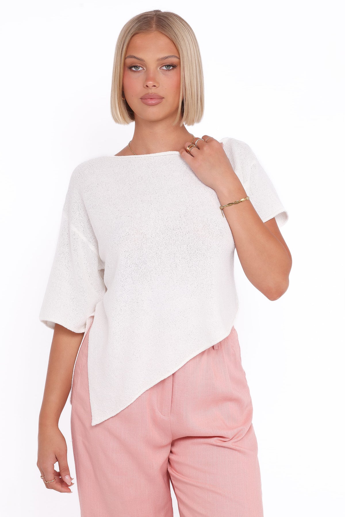 Ardena Boucle Knit Top in Cream – view 1 of 8