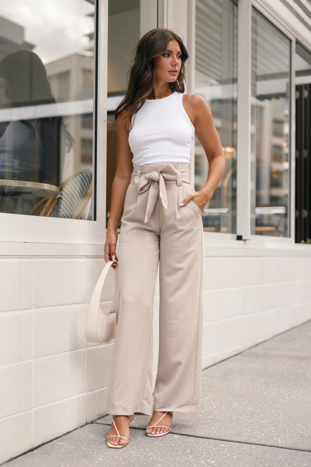 Ari Ribbed Tank Top in White – view 4 of 9