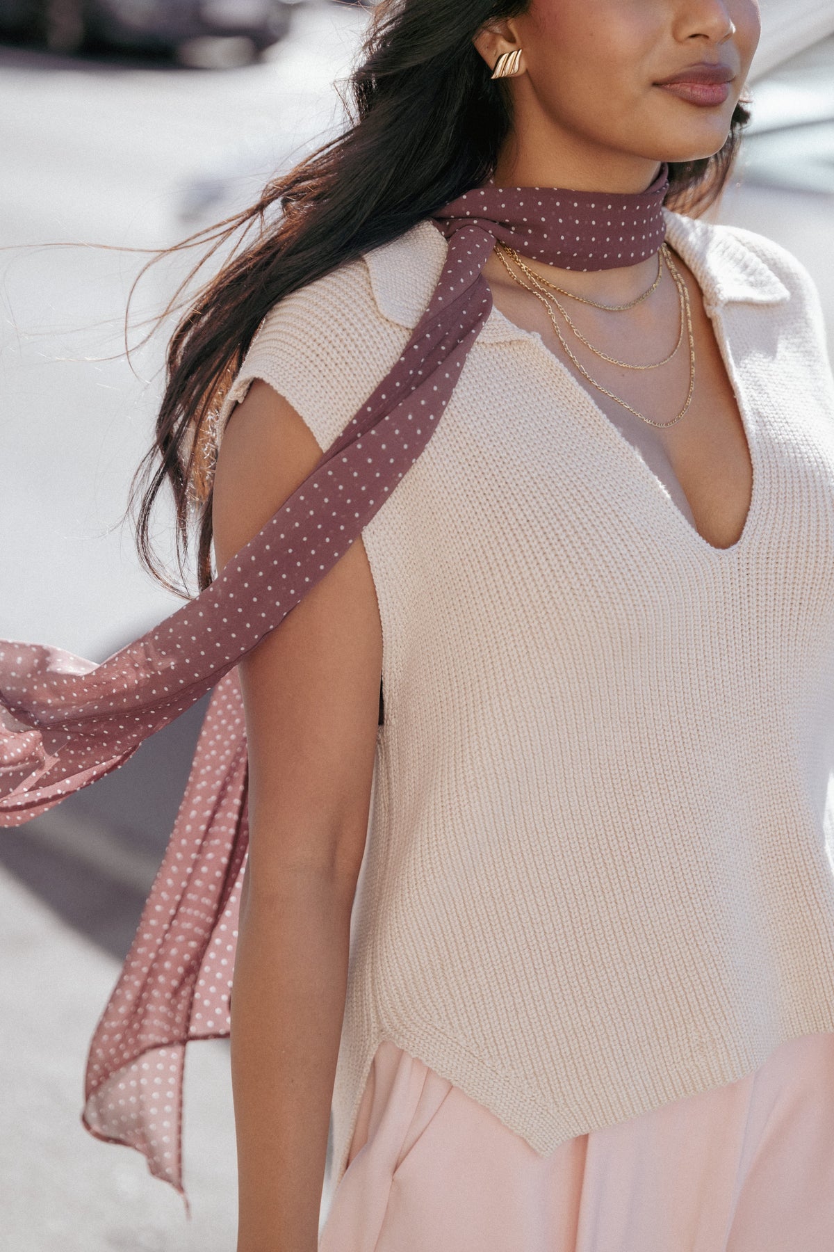 Asha Knitted Top in Beige – view 1 of 7