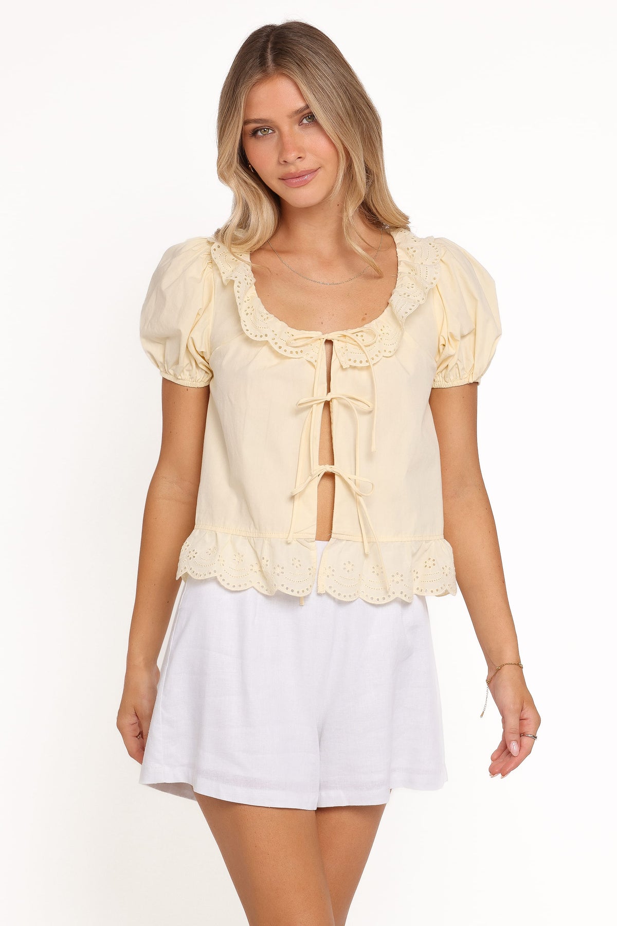 Aspen Tie Front Top in Mango – view 2 of 8