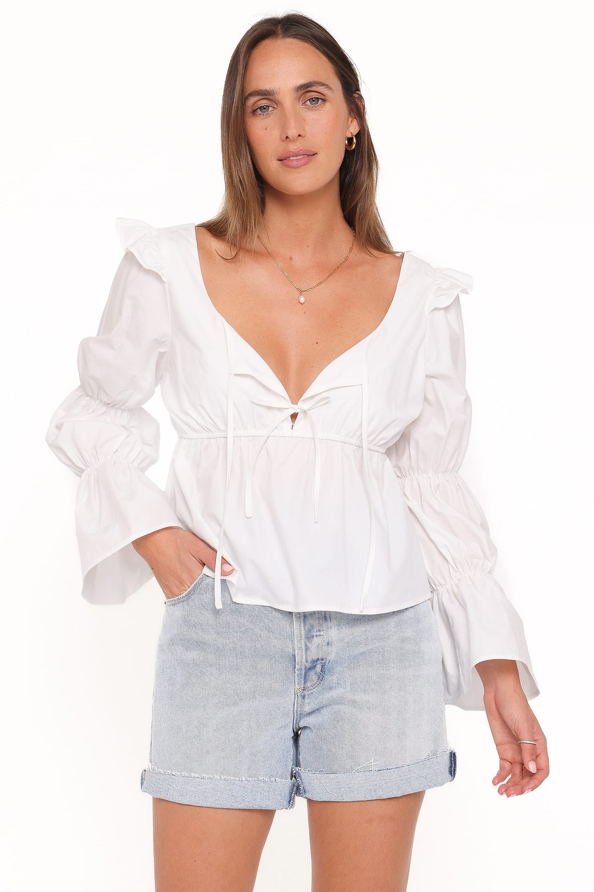 Bairbre Peasant Top in White – view 2 of 7