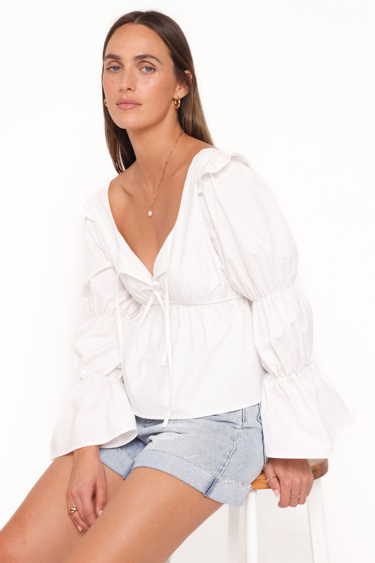 Bairbre Peasant Top in White – view 6 of 7