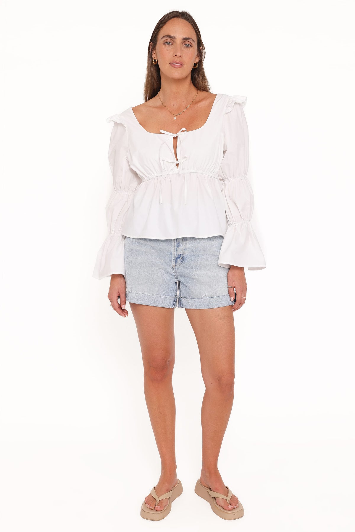 Bairbre Peasant Top in White – view 5 of 7
