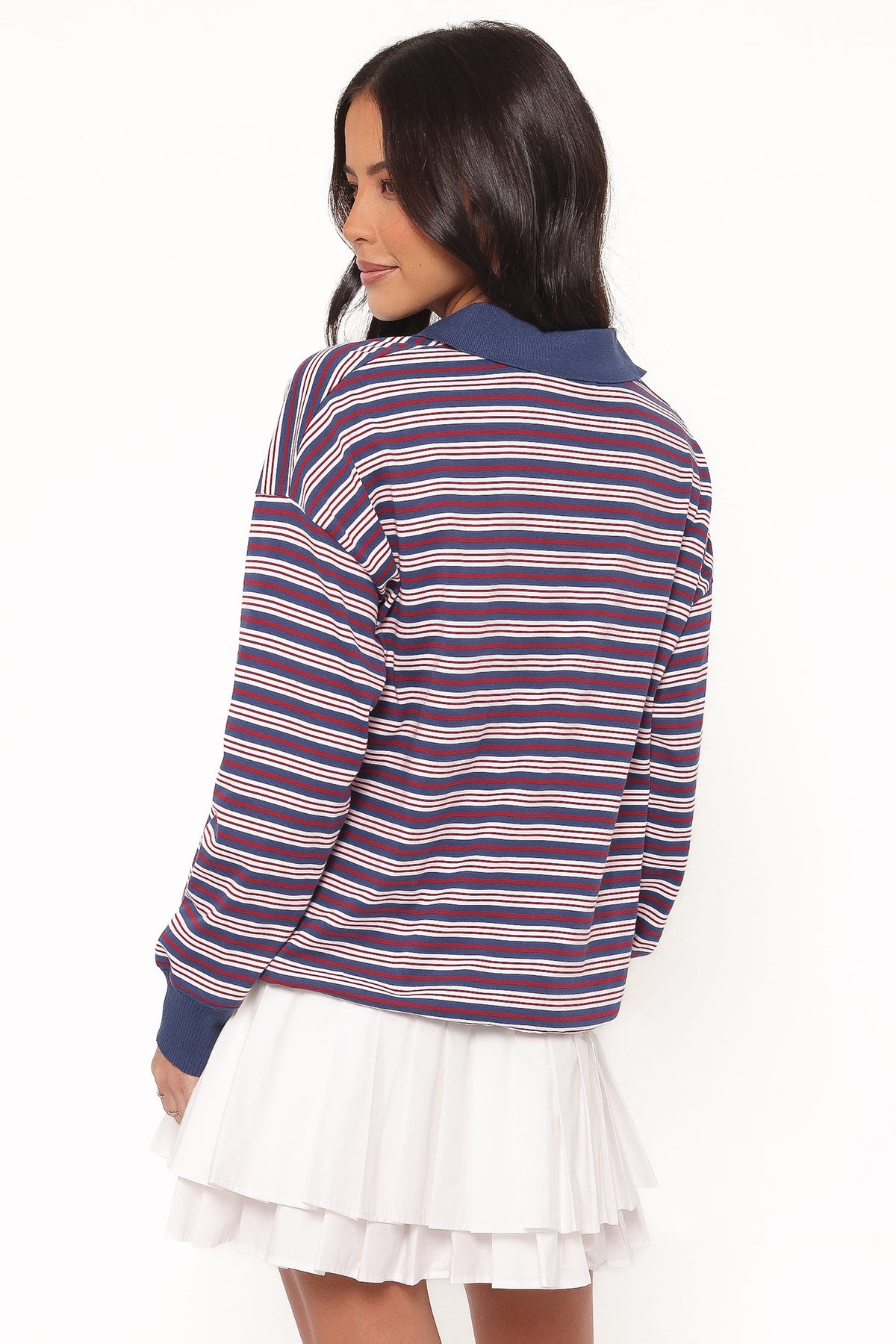 Beau Long Sleeve Jersey Top in Navy Stripe – view 5 of 8