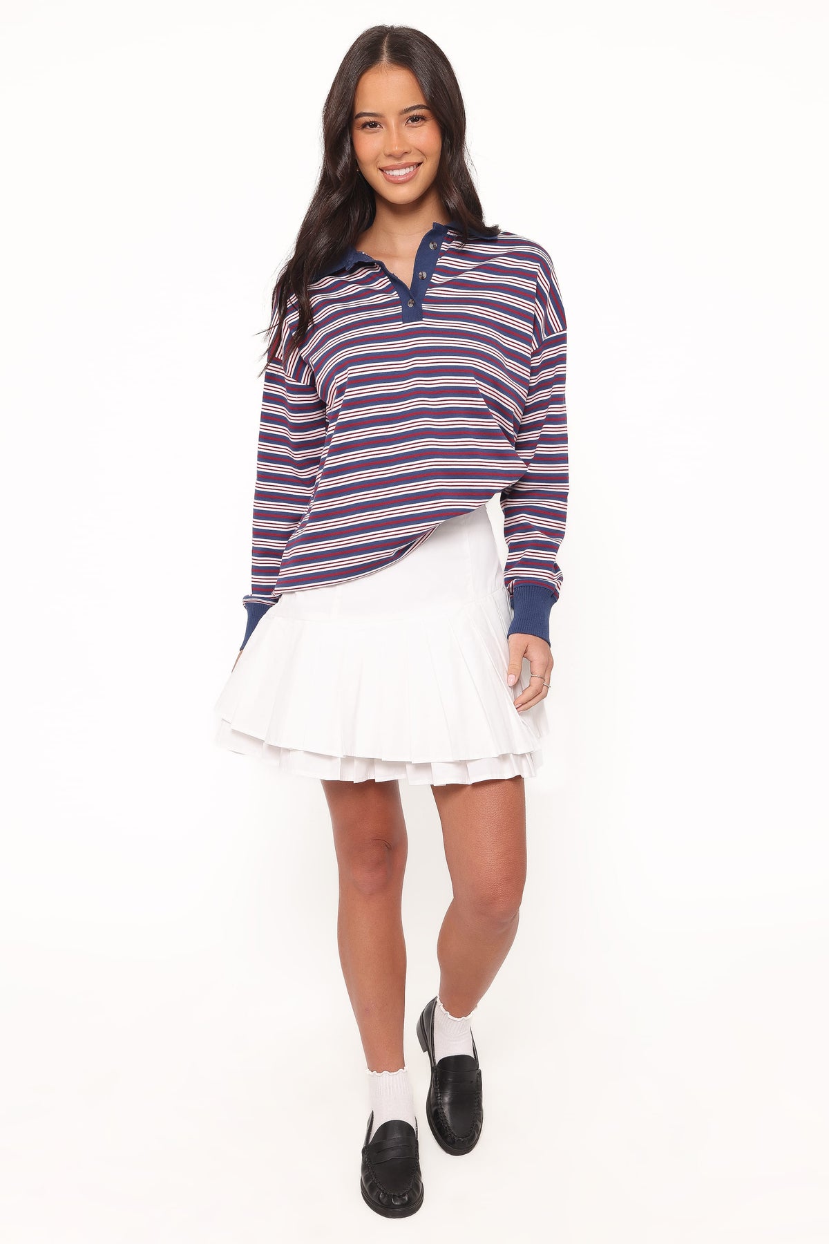 Beau Long Sleeve Jersey Top in Navy Stripe – view 6 of 8