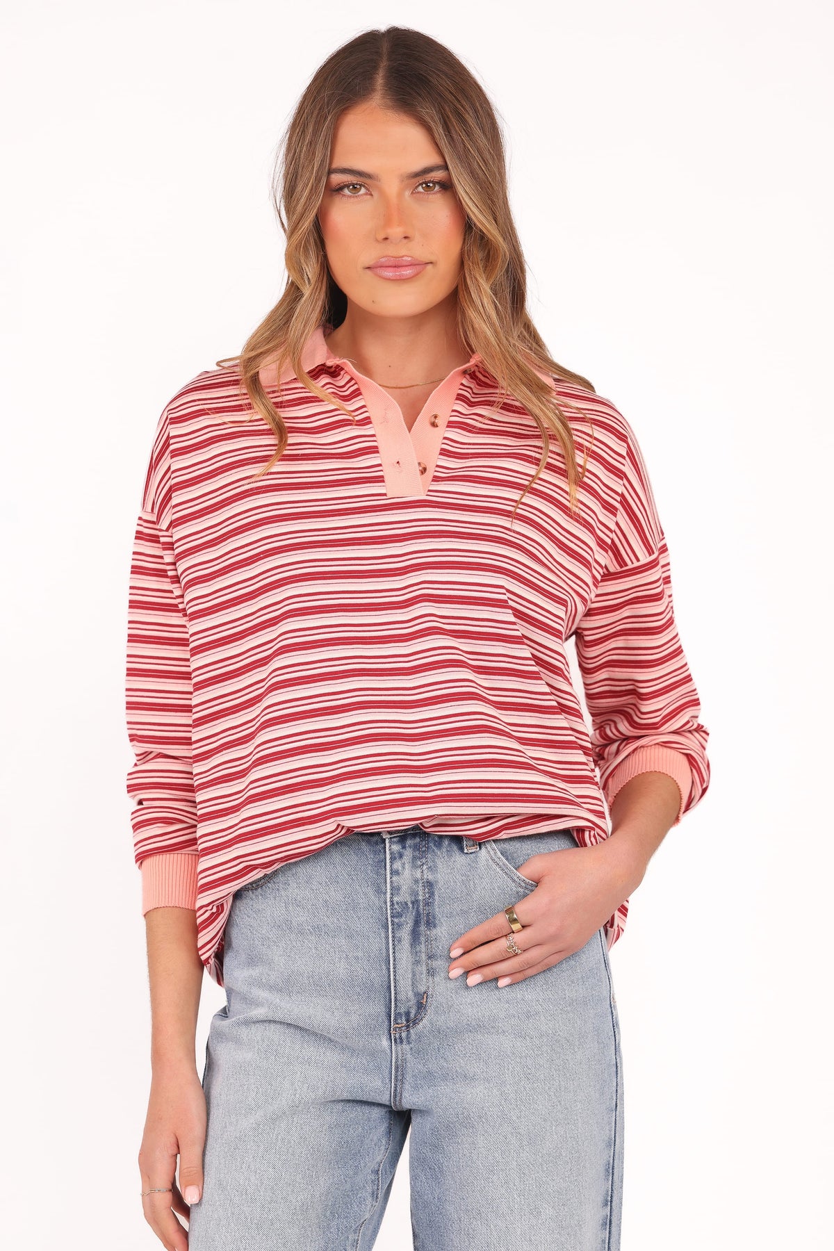 Beau Long Sleeve Jersey Top in Pink Stripe – view 7 of 9