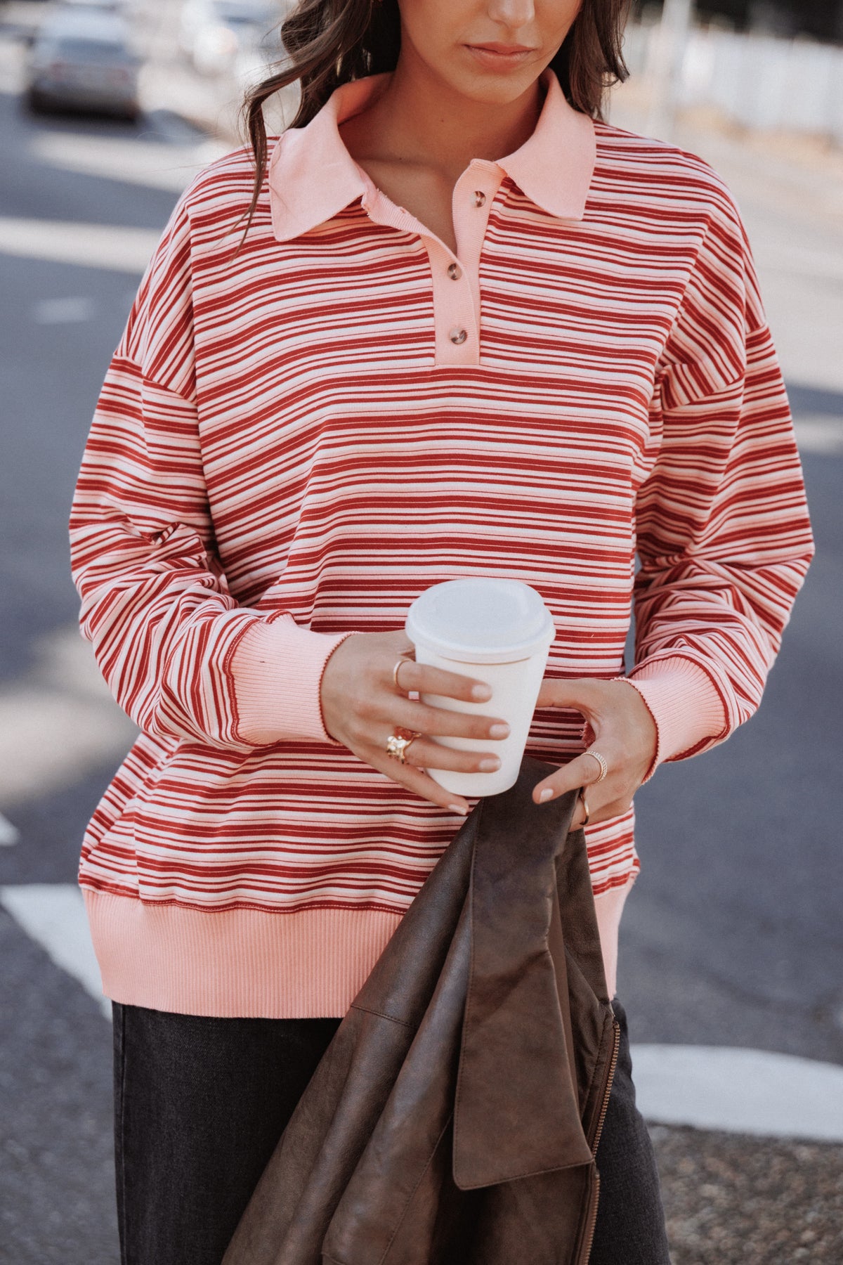 Beau Long Sleeve Jersey Top in Pink Stripe – view 1 of 9