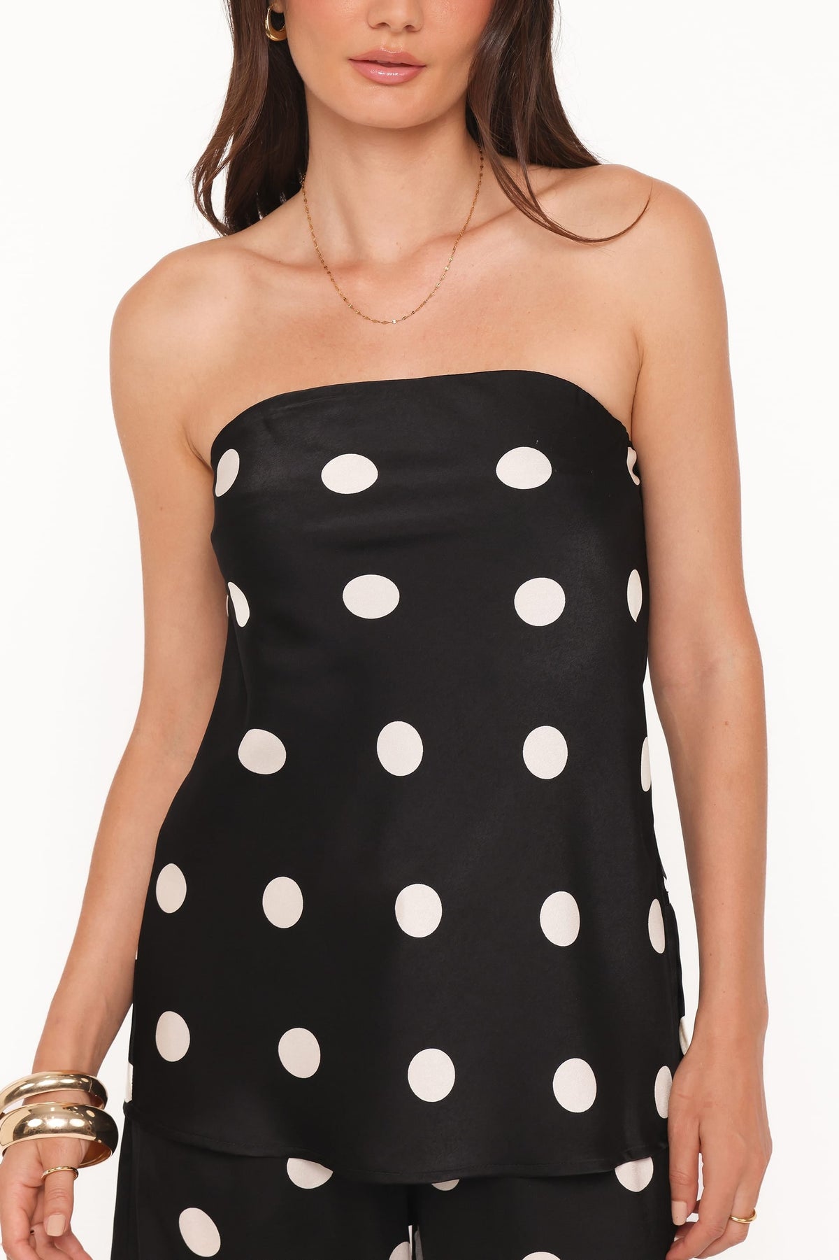 Belinda Strapless Top in Black/Cream – view 2 of 6