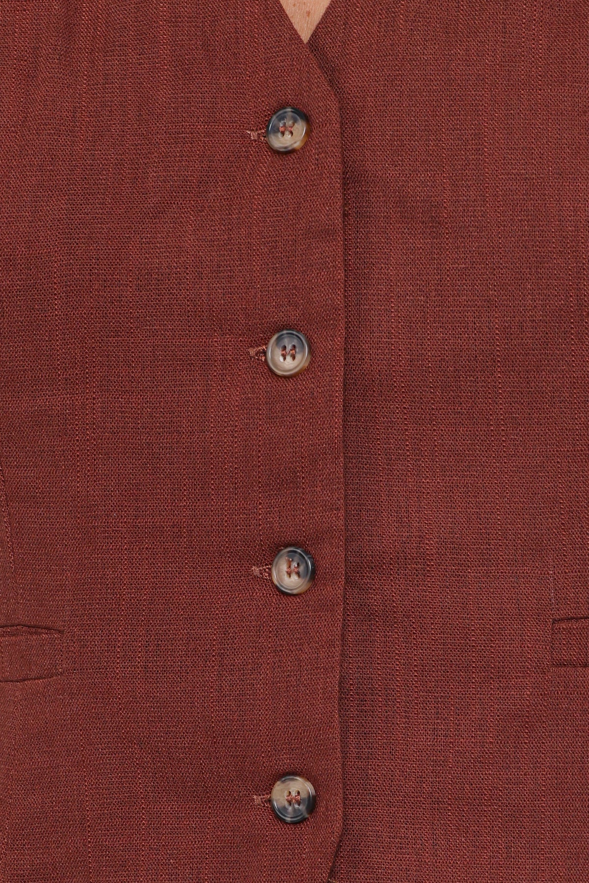 Bell Linen Vest in Brown – view 7 of 8