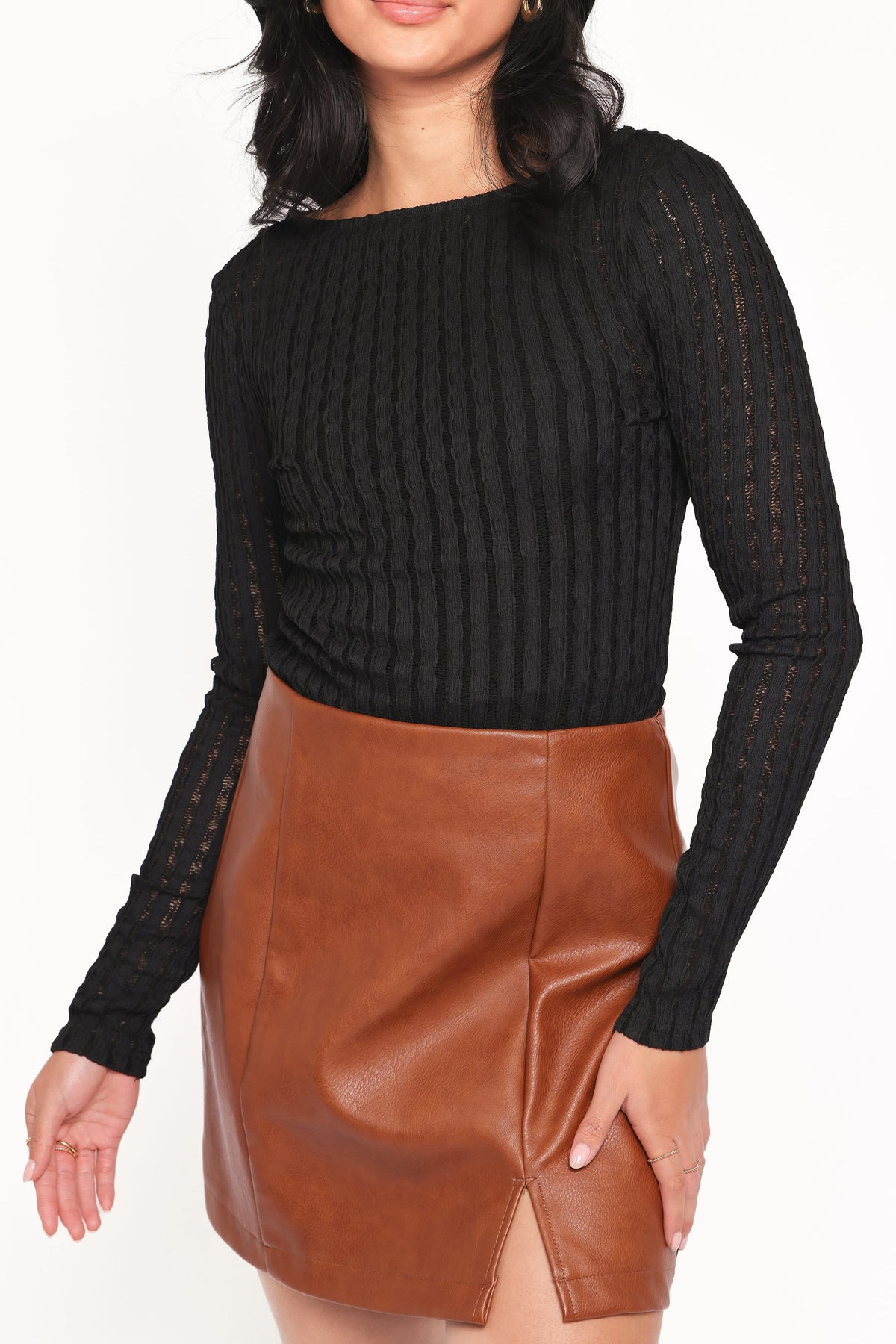 Bellatrix Textured Knit Top in Black – view 2 of 7