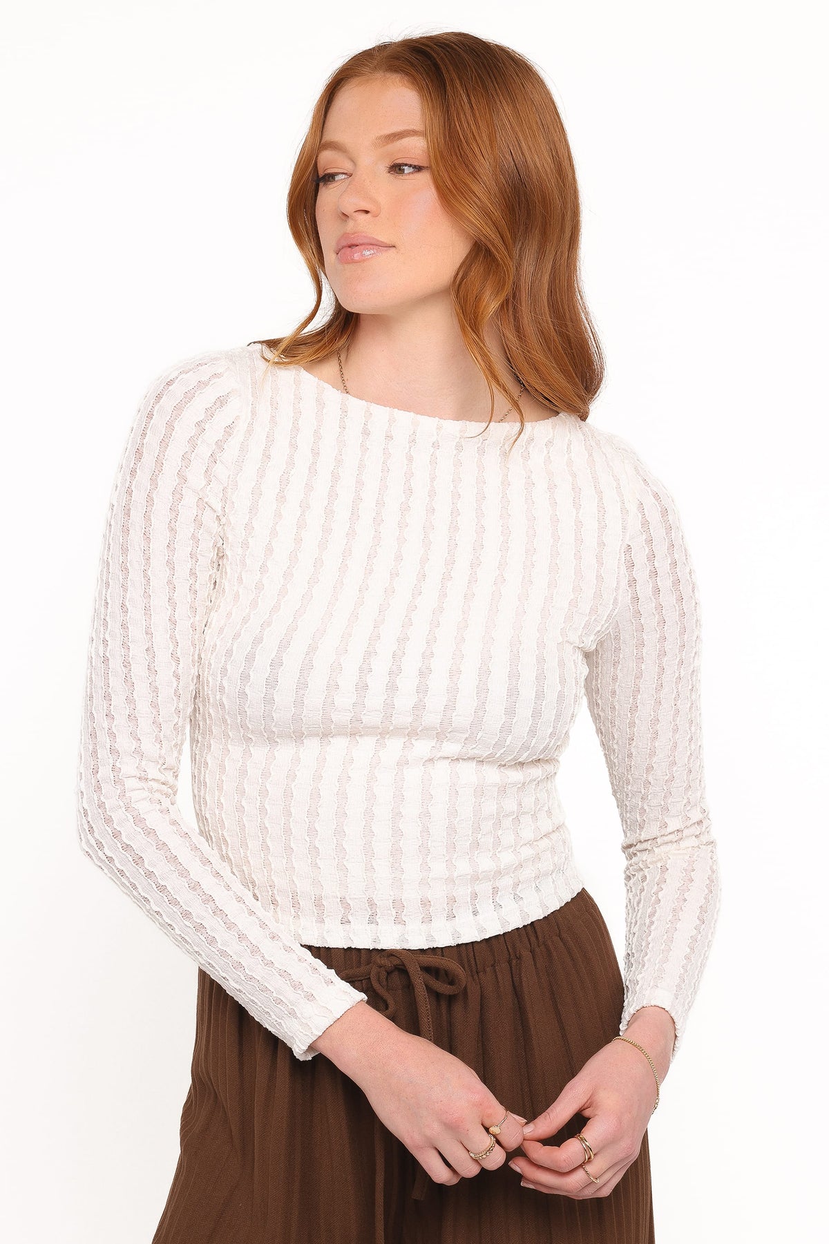 Bellatrix Textured Knit Top in Cream – view 1 of 6