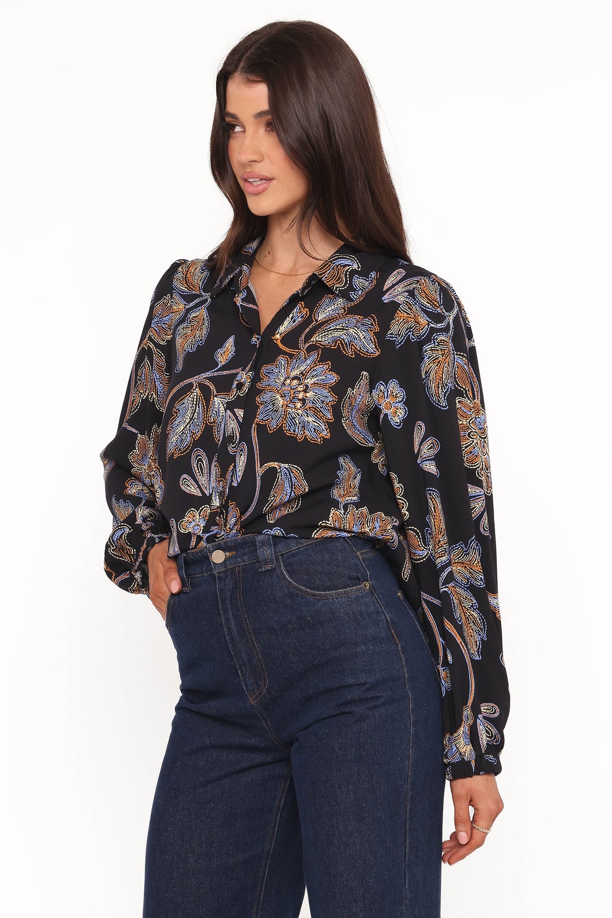 Bennett Shirt in Black Floral – view 3 of 6