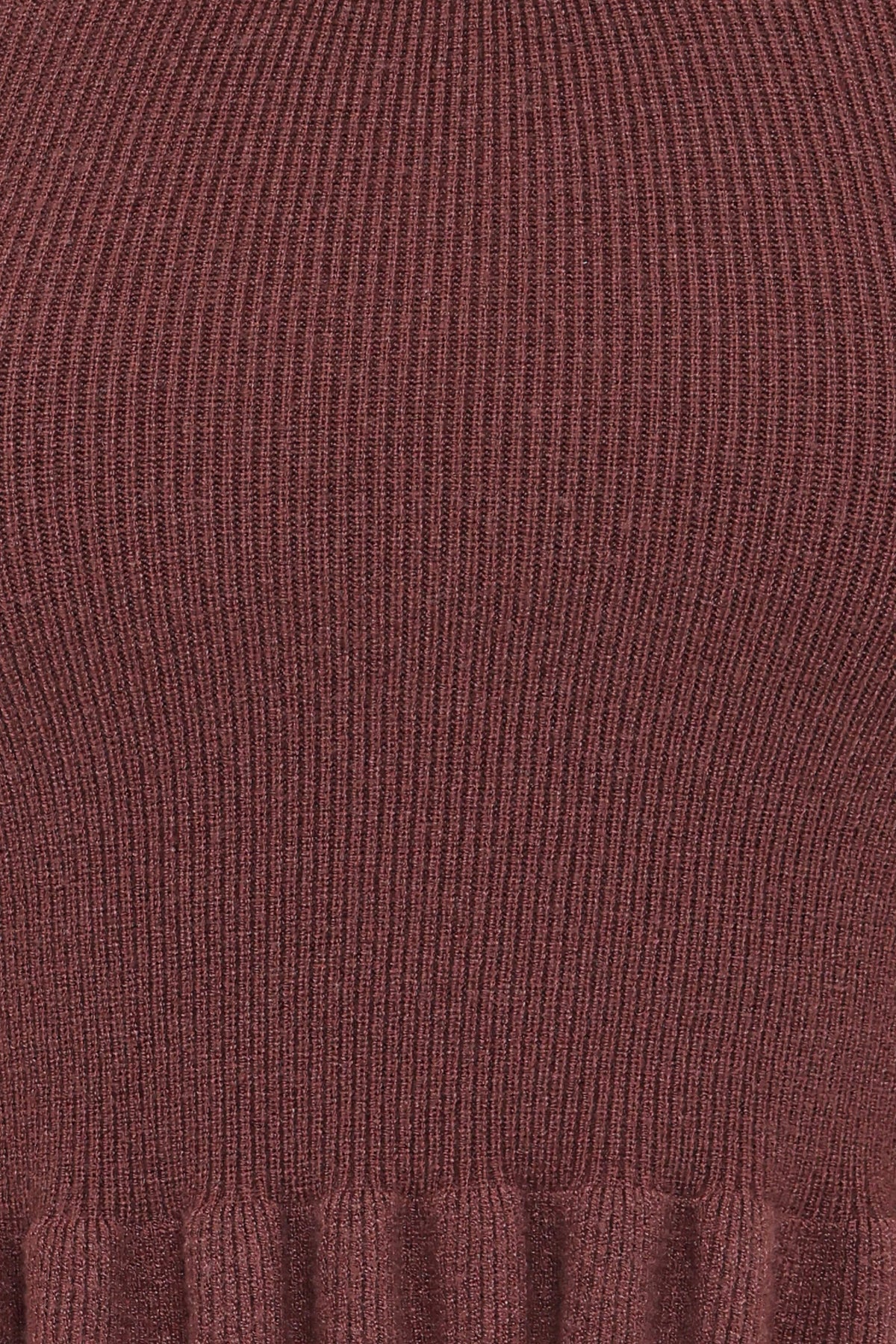 Berenice Ruffle Hem Knitted Top in Brown – view 7 of 8