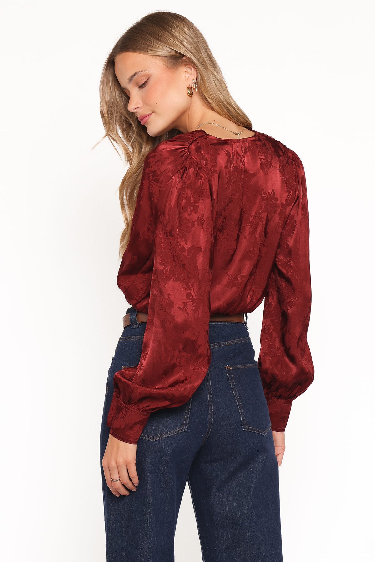 Bowman Cropped Blouse in Wine – view 4 of 7