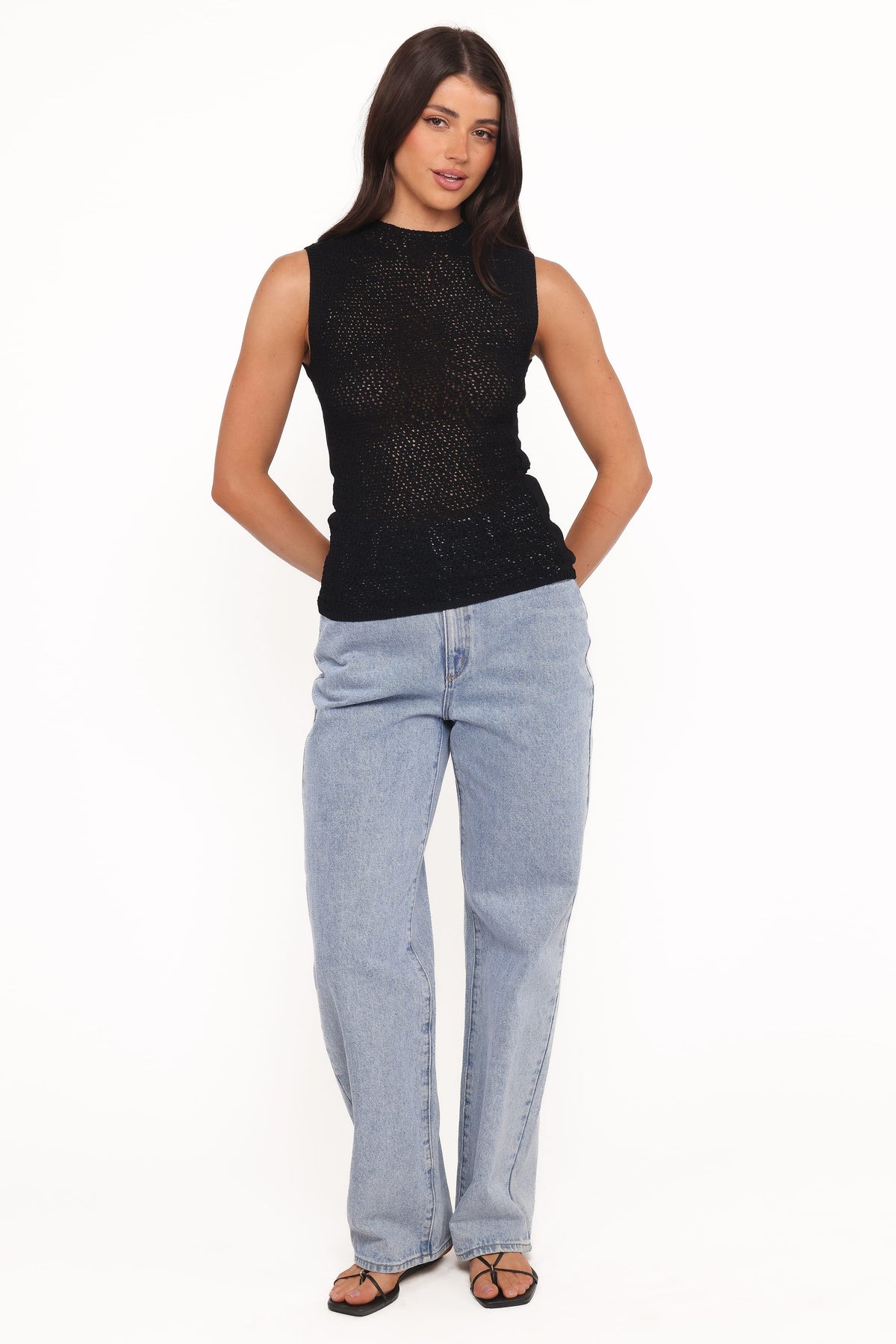 Brody Sheer Knit Top in Black – view 5 of 7