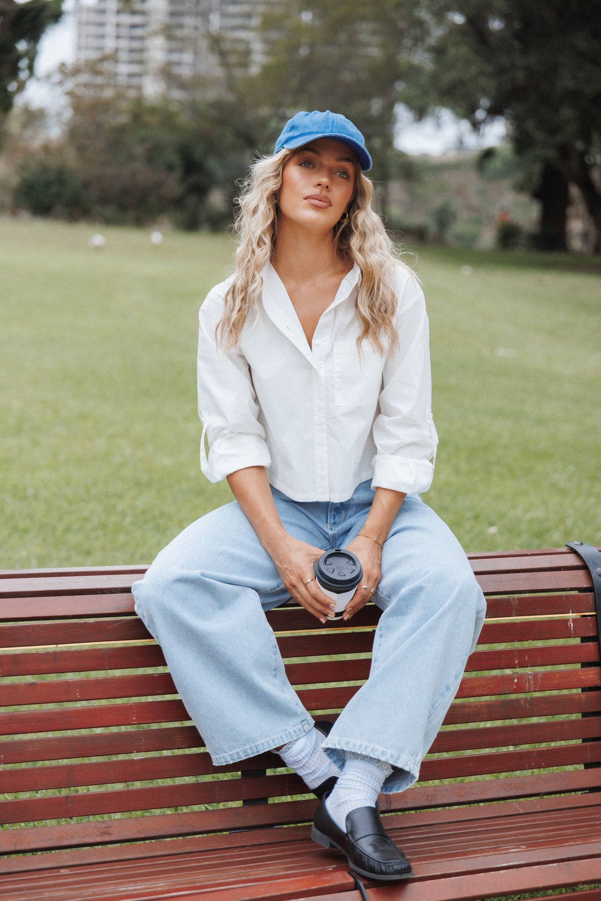 Bronagh Cropped Button Up Shirt in White – view 1 of 8