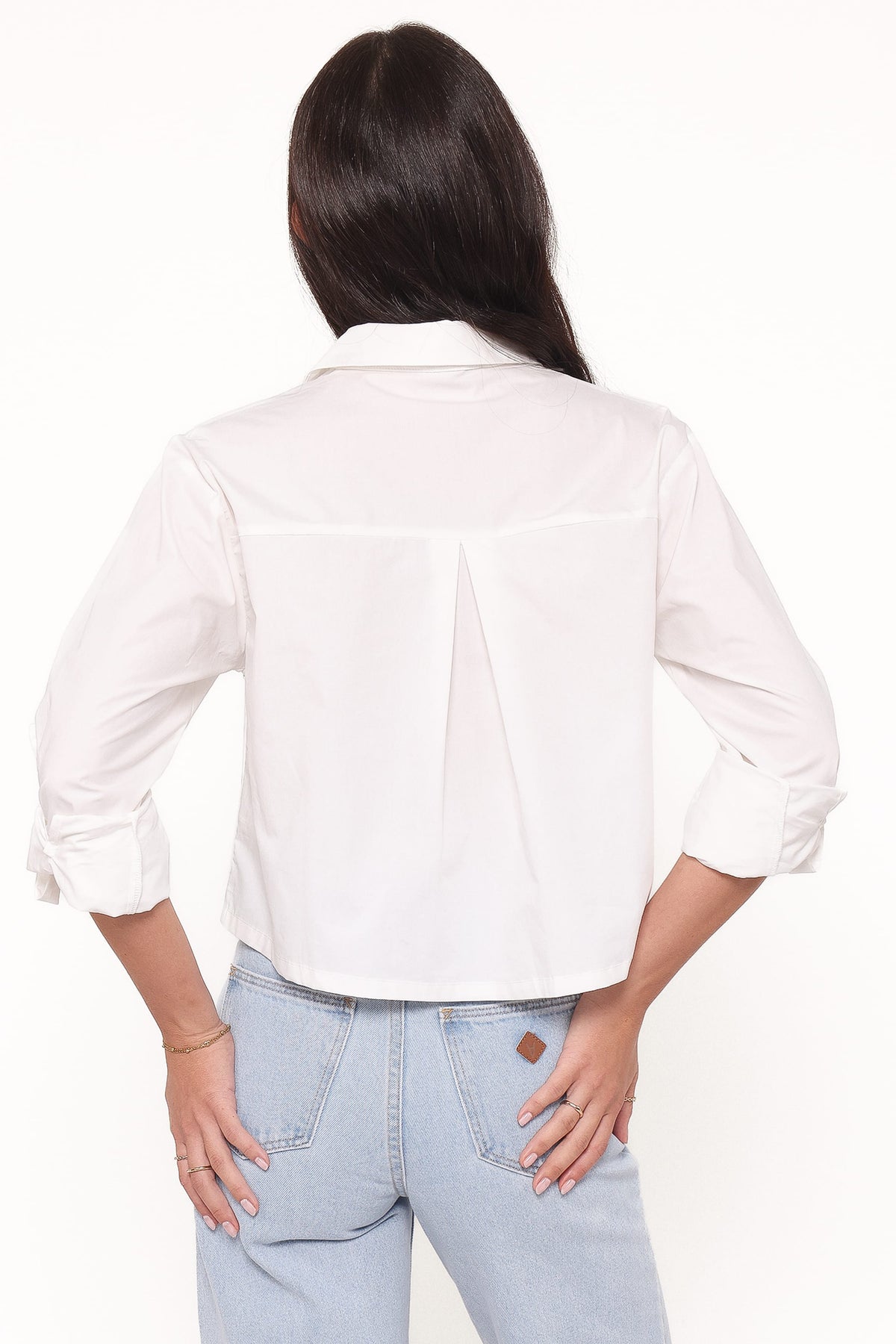Bronagh Cropped Button Up Shirt in White – view 5 of 8