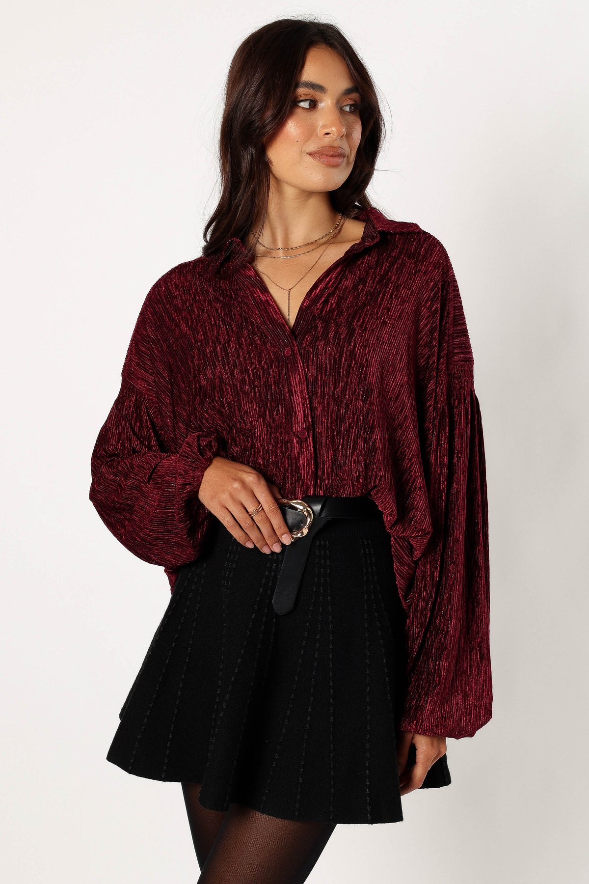 Cadence Long Sleeve Top in Burgundy – view 1 of 8