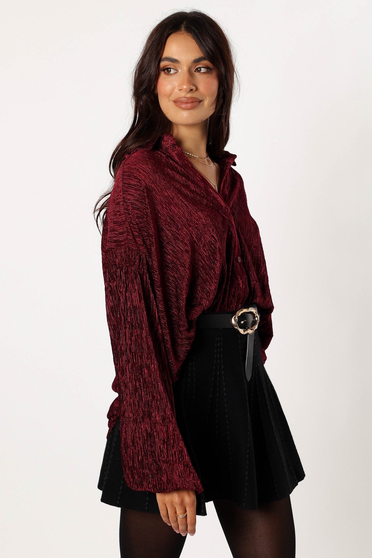 Cadence Long Sleeve Top in Burgundy – view 5 of 8