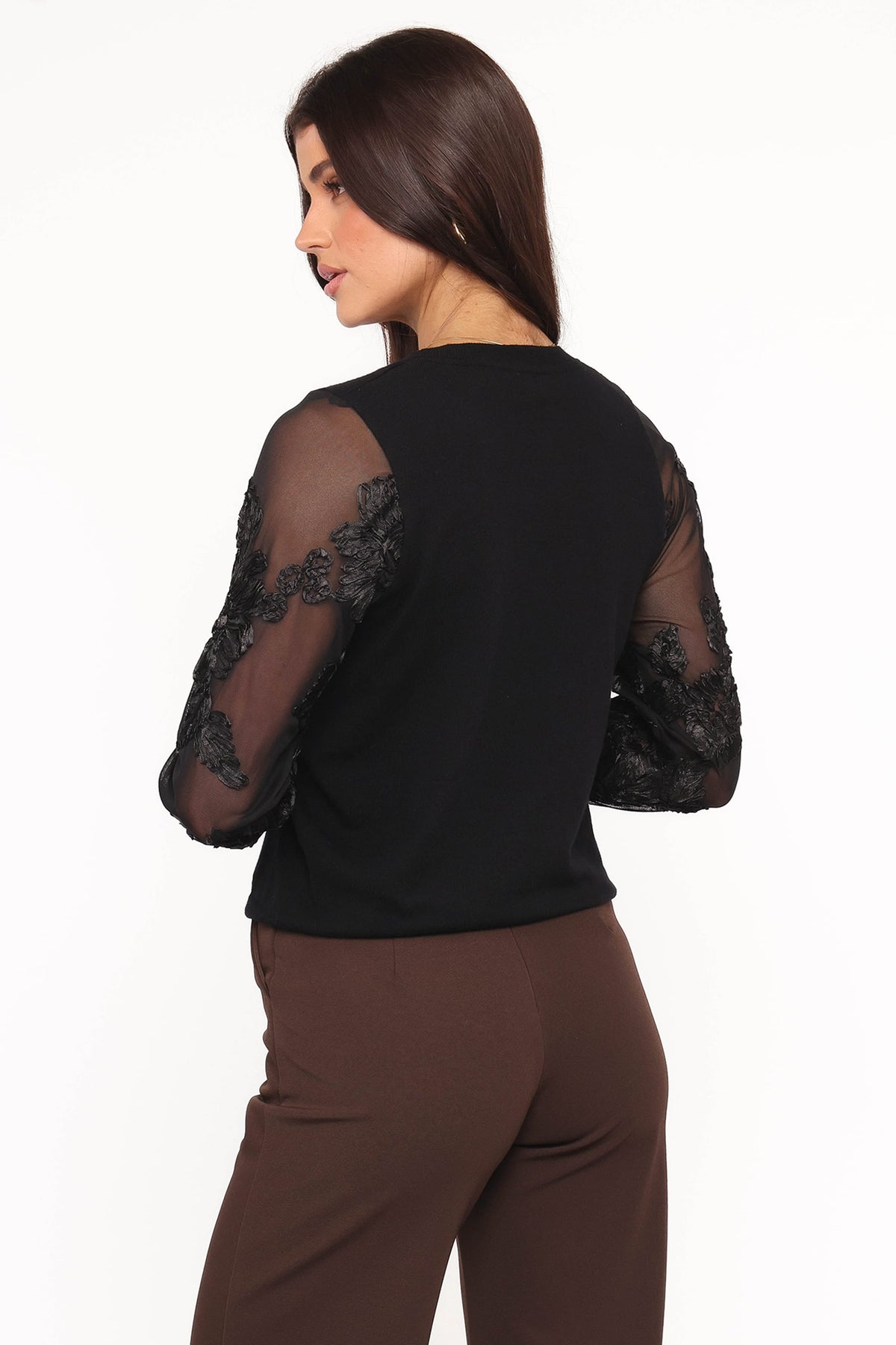 Cailin Sheer Sleeve Top in Black – view 4 of 6