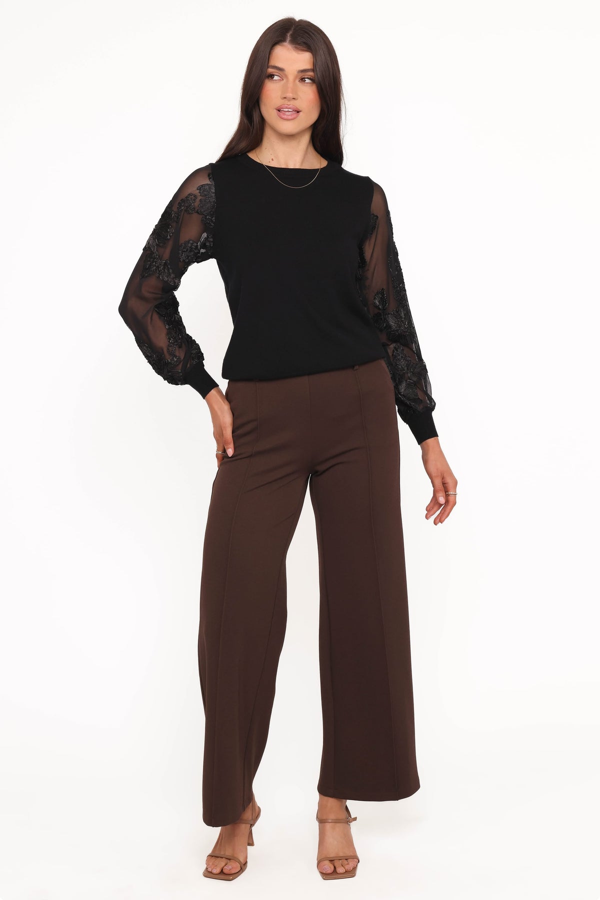 Cailin Sheer Sleeve Top in Black – view 5 of 6